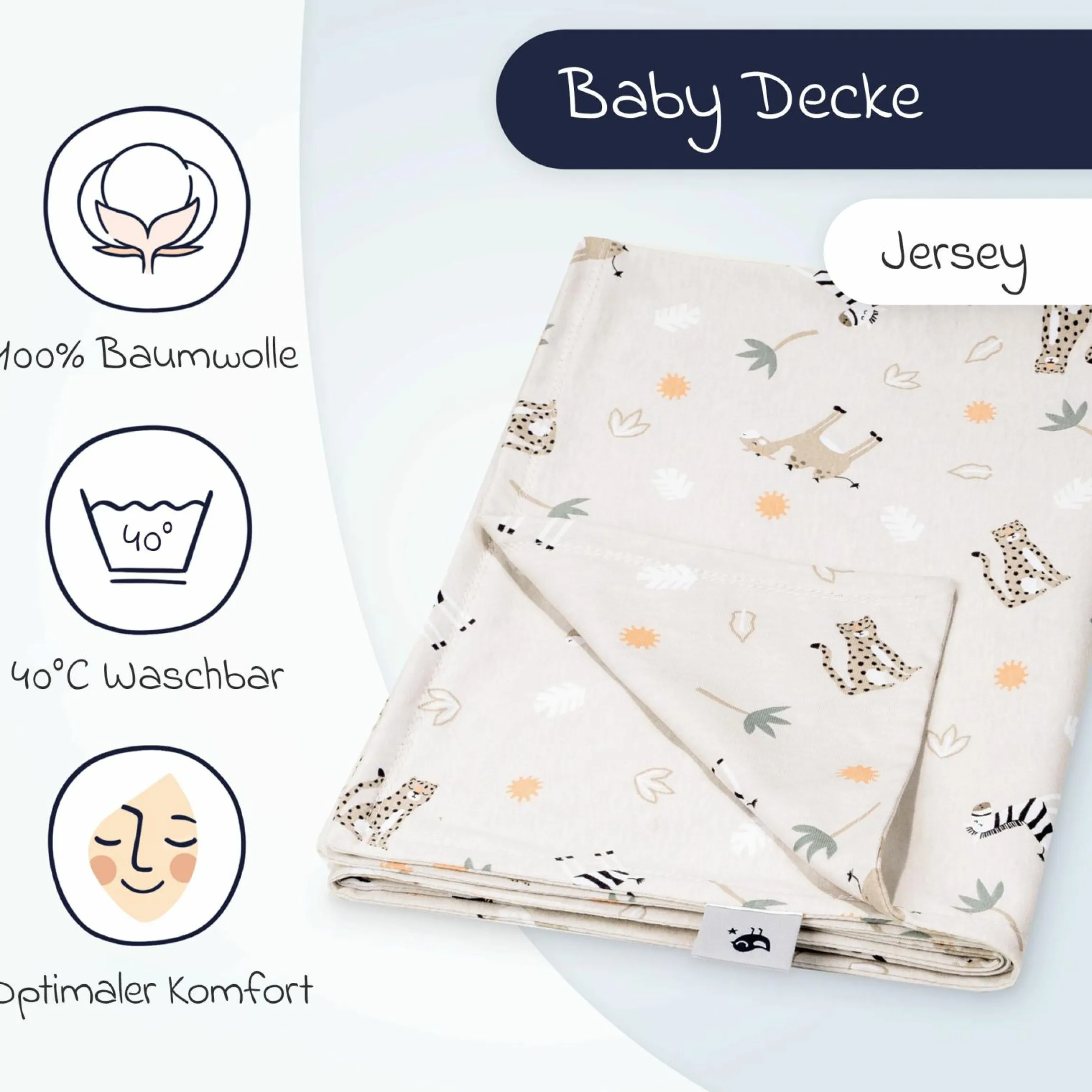 Kuscheldecke Jersey 70 x 100 cm - Savanne Beige