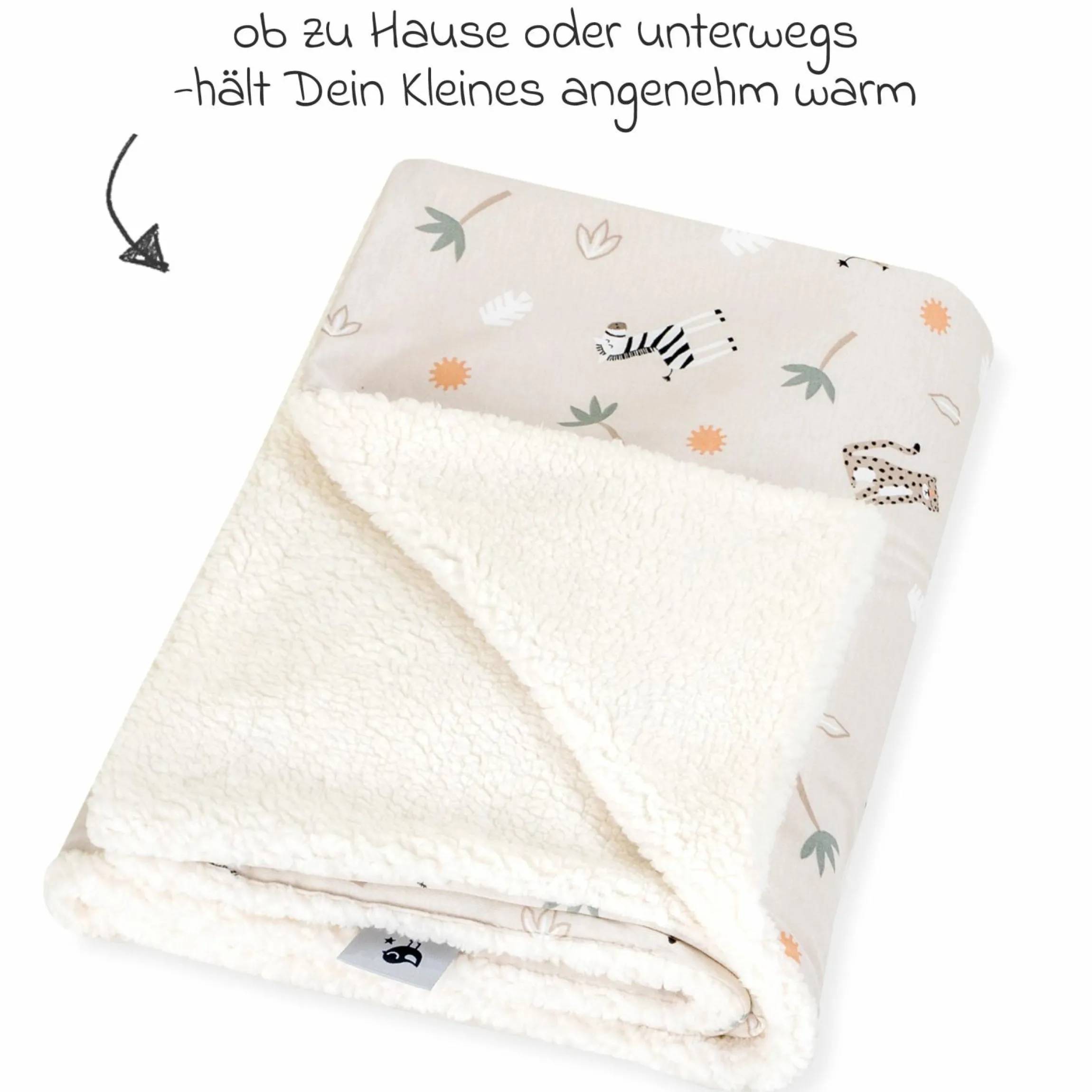 Kuscheldecke Jersey mit Teddyplüsch 70 x 100 cm - Savanne Beige