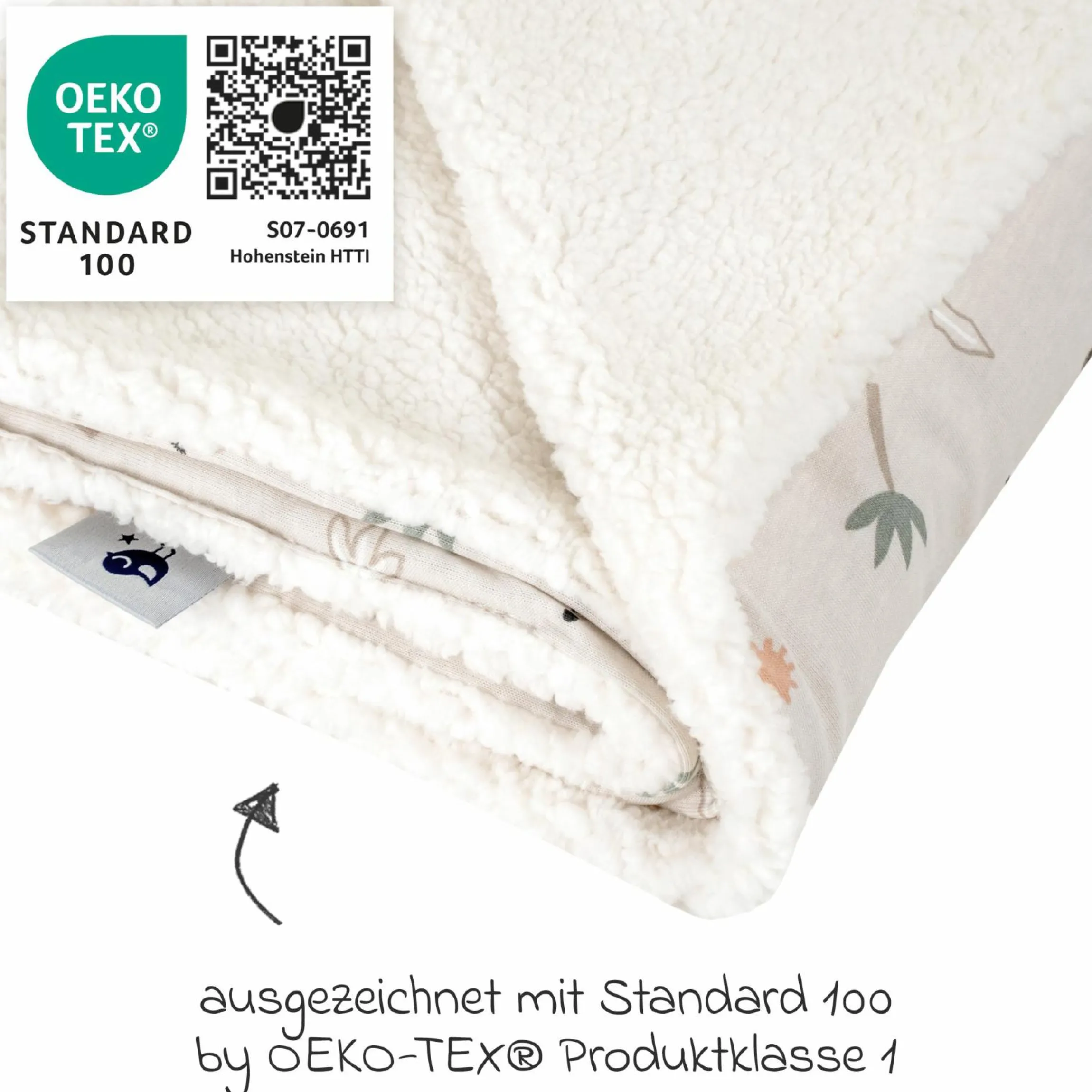 Kuscheldecke Jersey mit Teddyplüsch 70 x 100 cm - Savanne Beige