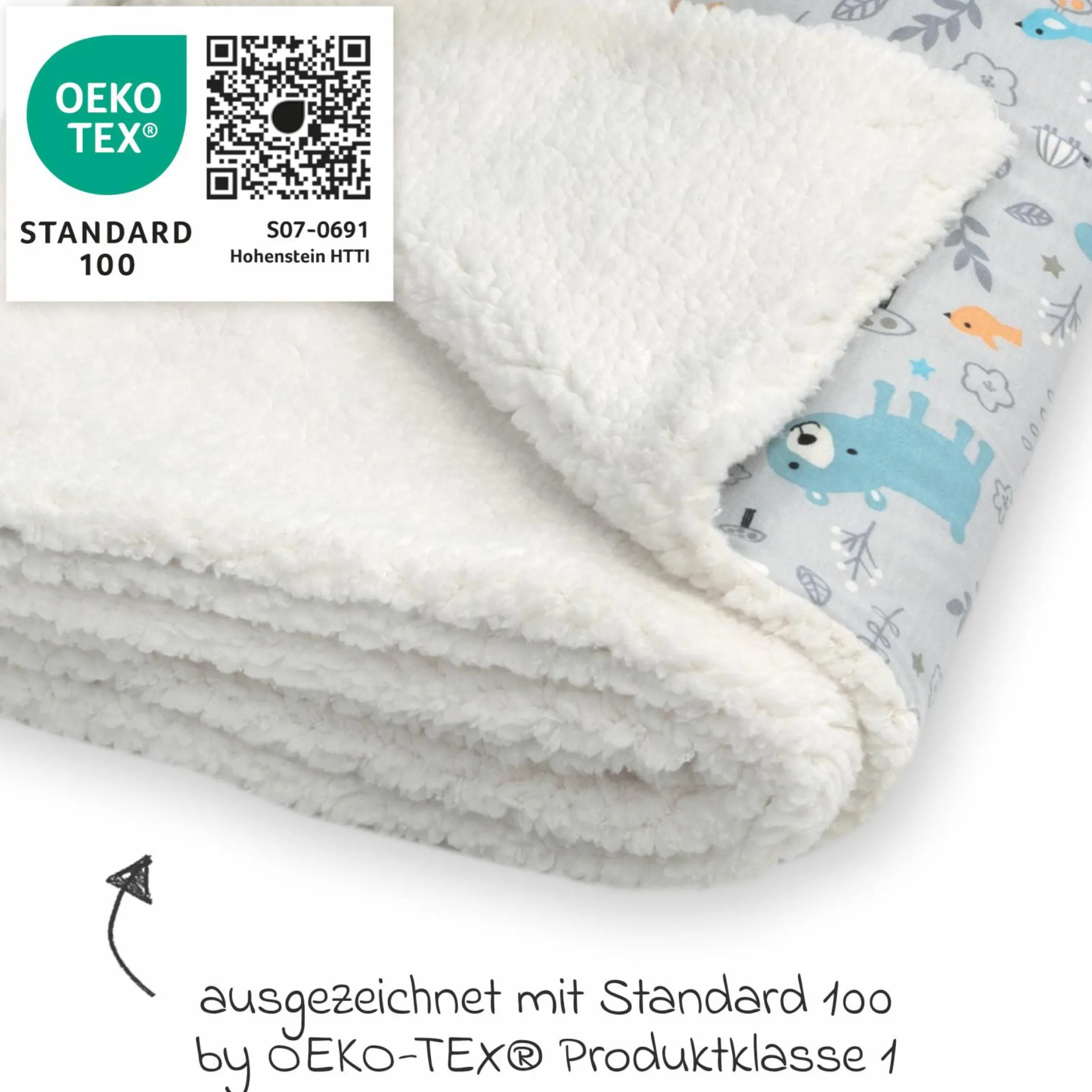 Kuscheldecke Jersey mit Teddyplüsch 70 x 100 cm - Smart Friends