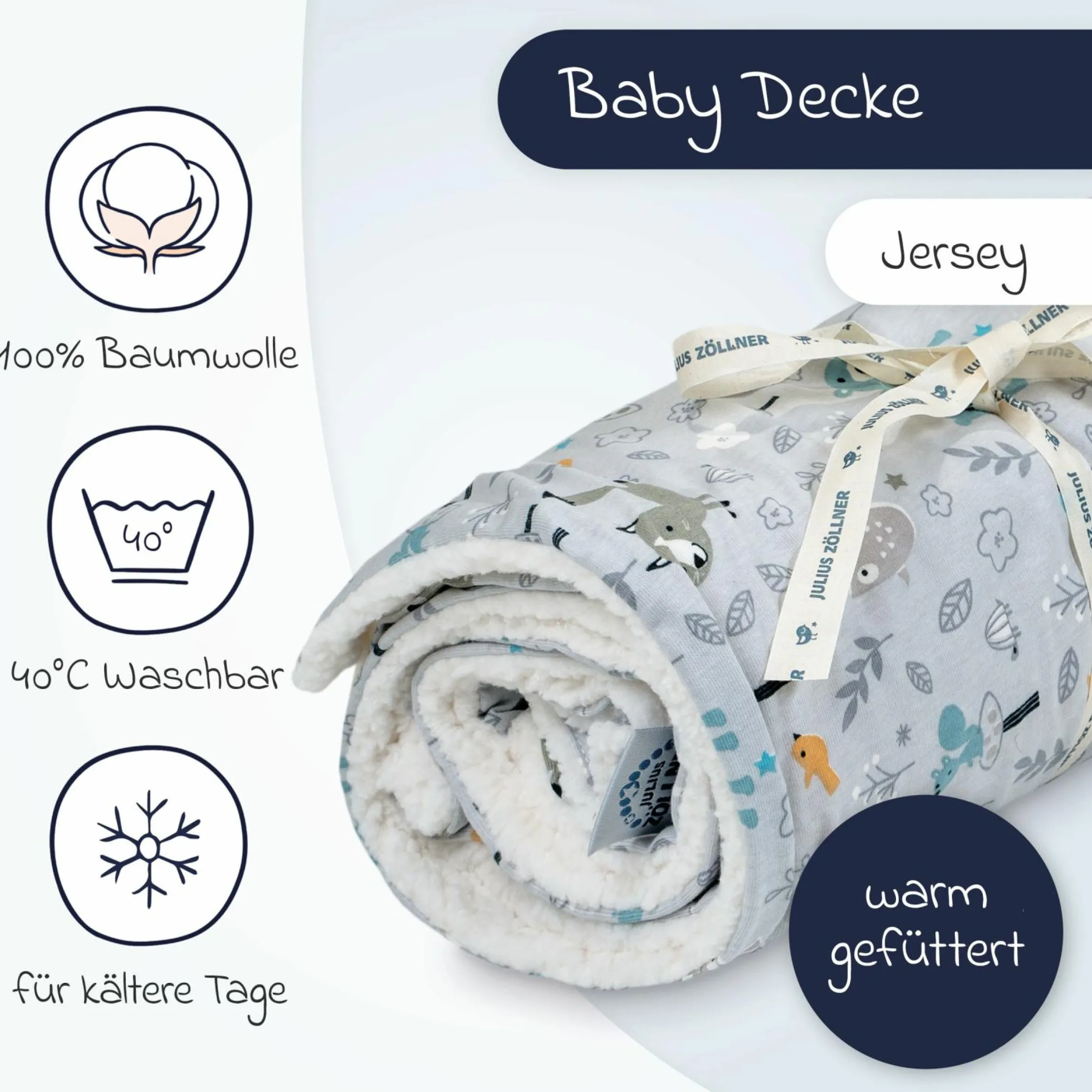 Kuscheldecke Jersey mit Teddyplüsch 70 x 100 cm - Smart Friends