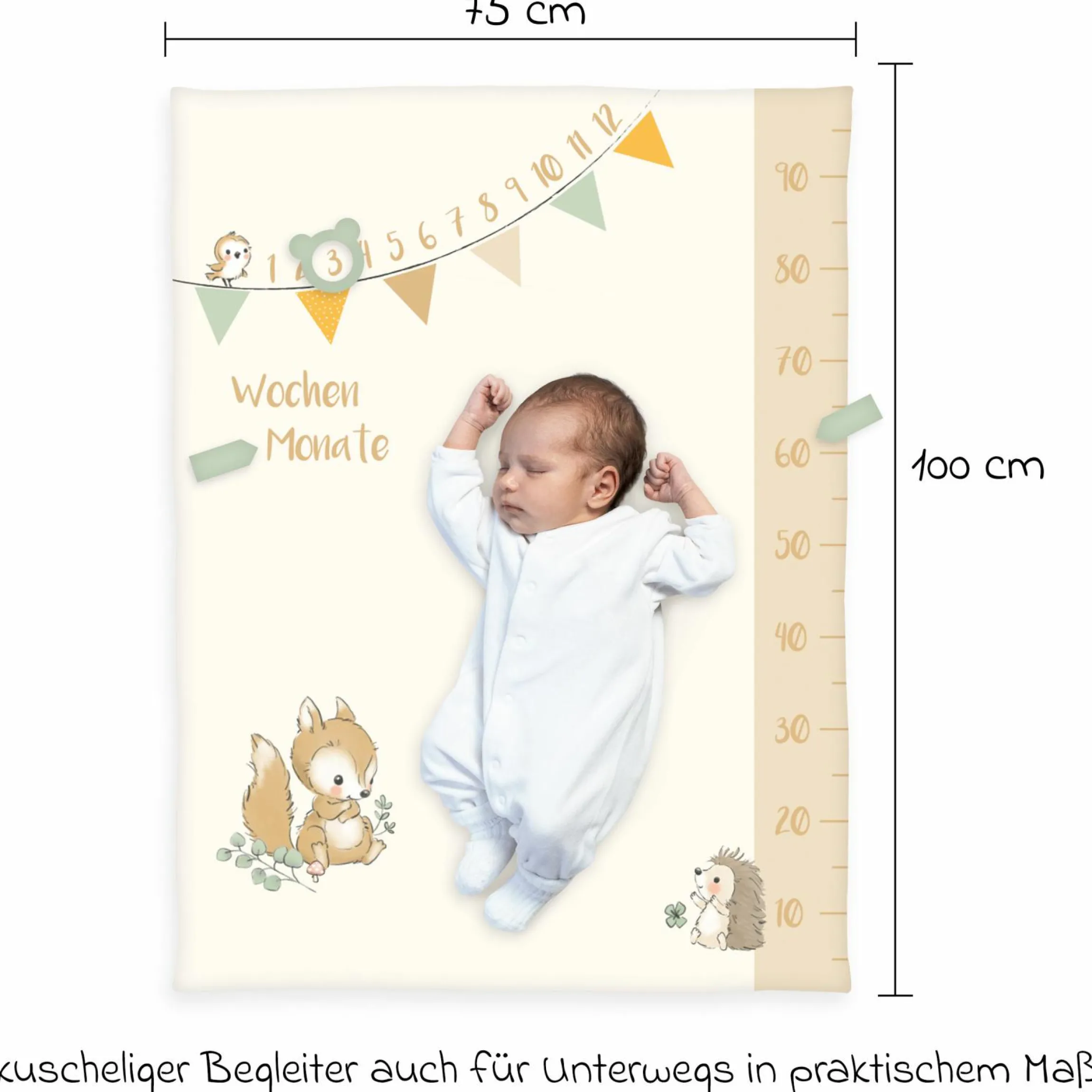 Kuscheldecke mit Meilensteinen 75 x 100 cm - Waldfreunde