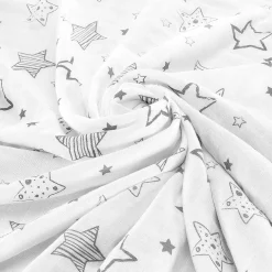 Kuscheldecke Mull 4-lagig 120 x 120 cm - Crazy Stars - Grau Weiß