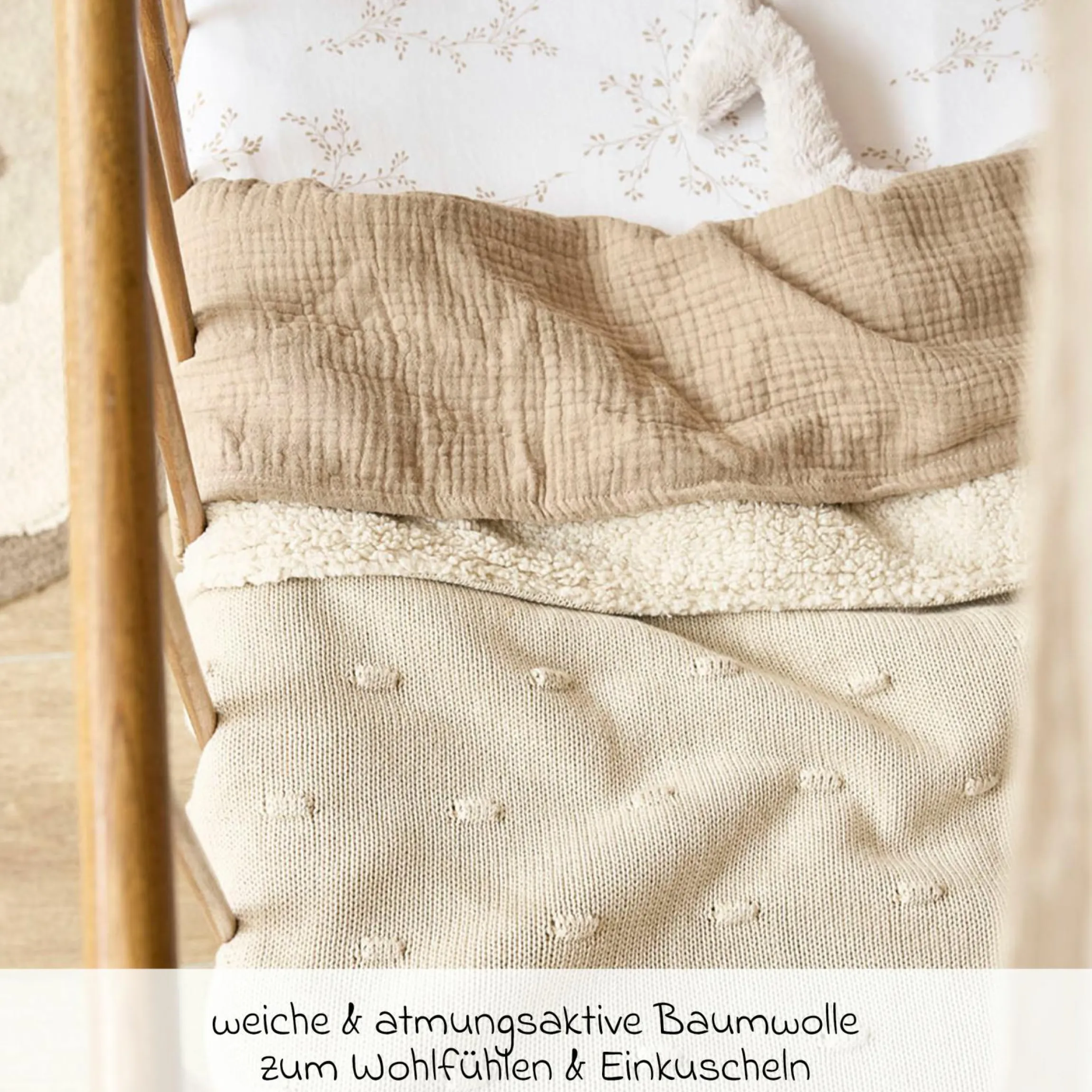 Kuscheldecke Teddy 75 x 100 cm - Knots - Soft Sand