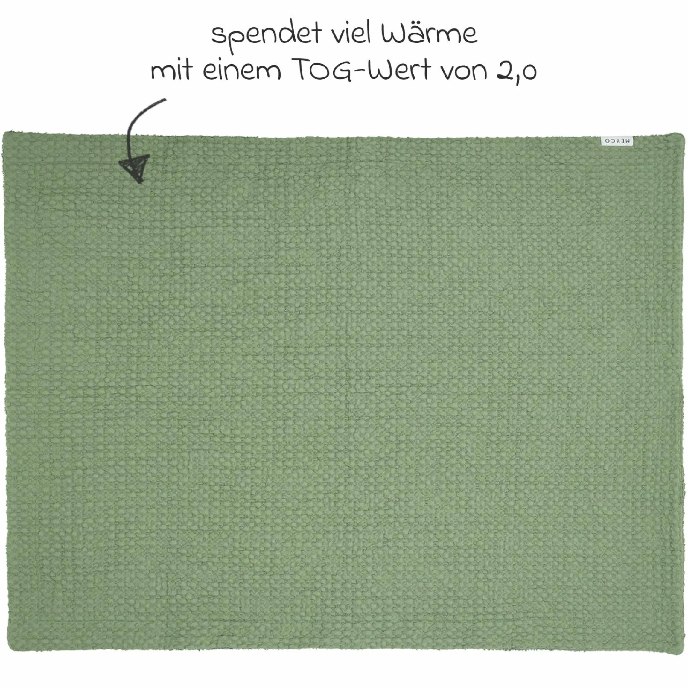 Kuscheldecke Teddy 75 x 100 cm - Waffle - Olive Green