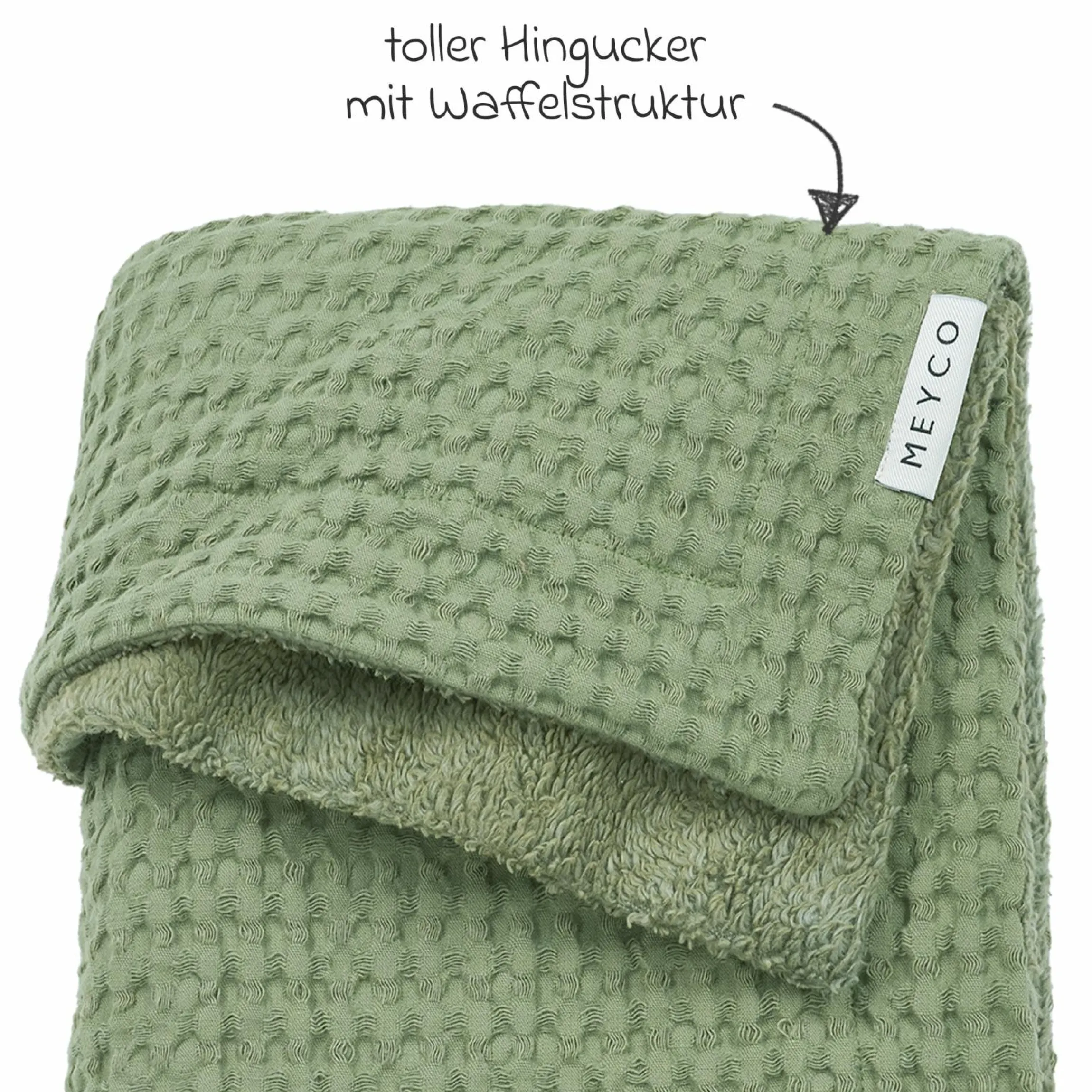 Kuscheldecke Teddy 75 x 100 cm - Waffle - Olive Green