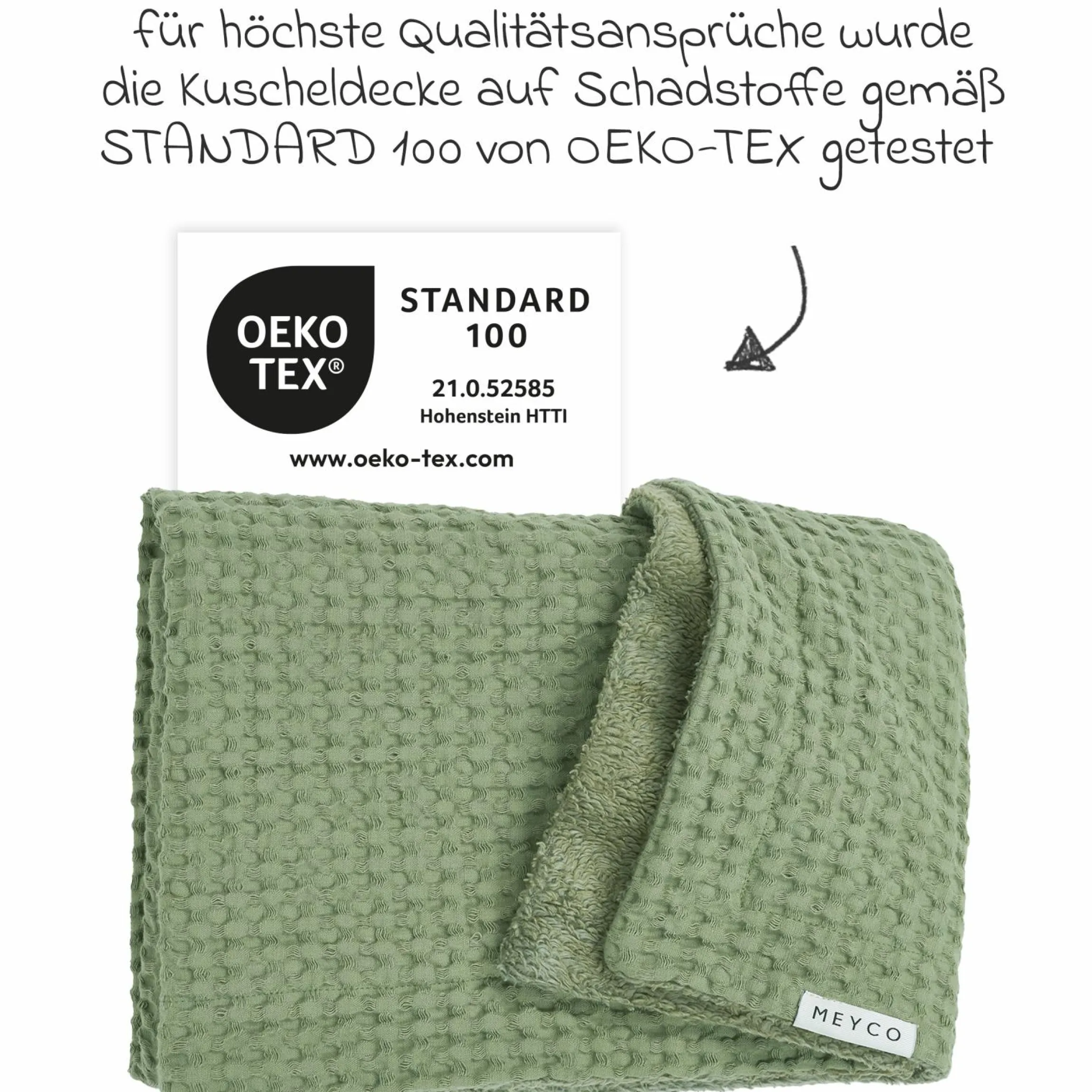 Kuscheldecke Teddy 75 x 100 cm - Waffle - Olive Green