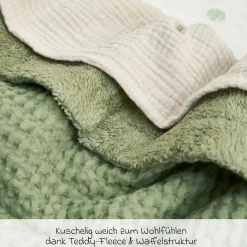 Kuscheldecke Teddy 75 x 100 cm - Waffle - Olive Green