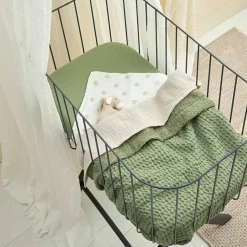 Kuscheldecke Teddy 75 x 100 cm - Waffle - Olive Green