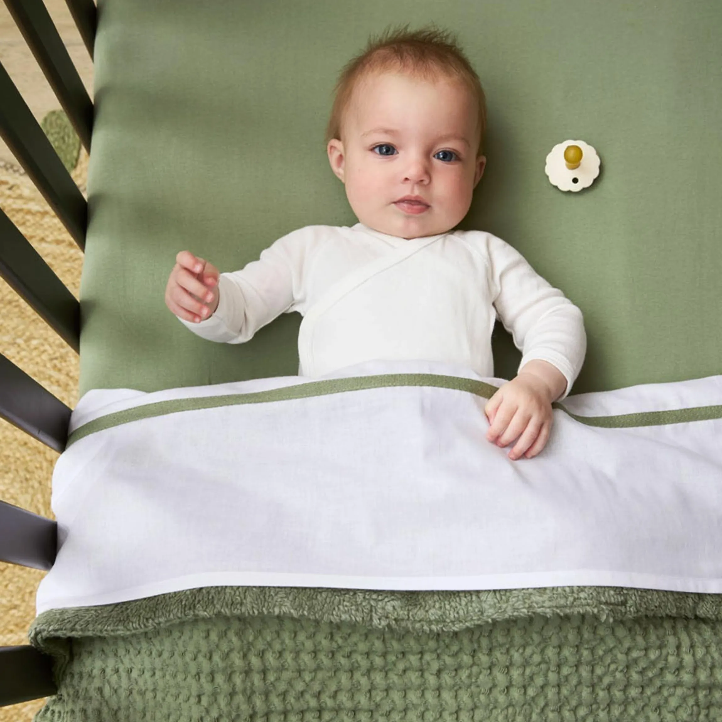 Kuscheldecke Teddy 75 x 100 cm - Waffle - Olive Green