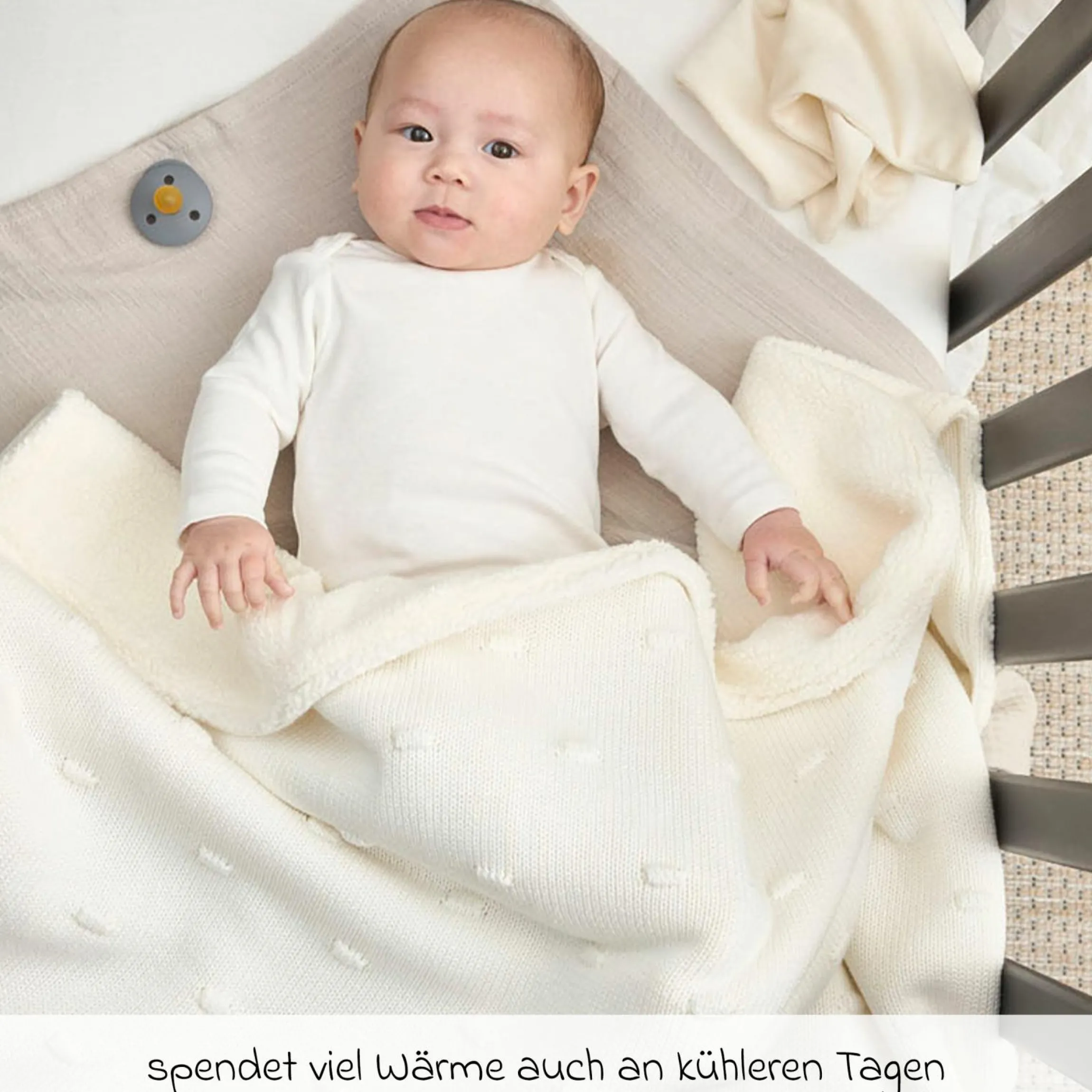 Kuscheldecke Teddy 75 x 100 cm - Knots - Offwhite