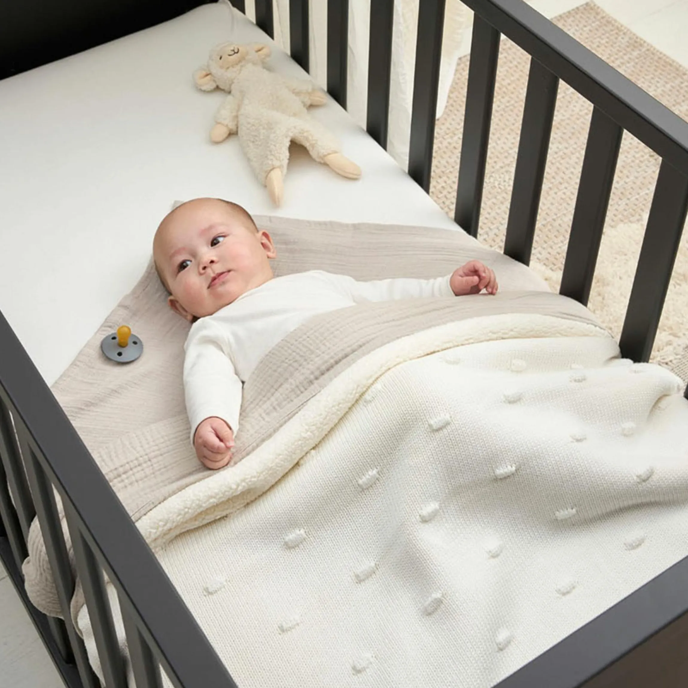 Kuscheldecke Teddy 75 x 100 cm - Knots - Offwhite