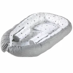 Kuschelnestchen inkl. Lagerungskissen und Kopfkissen Exklusiv 90 x 50 - Sternchen - Grau