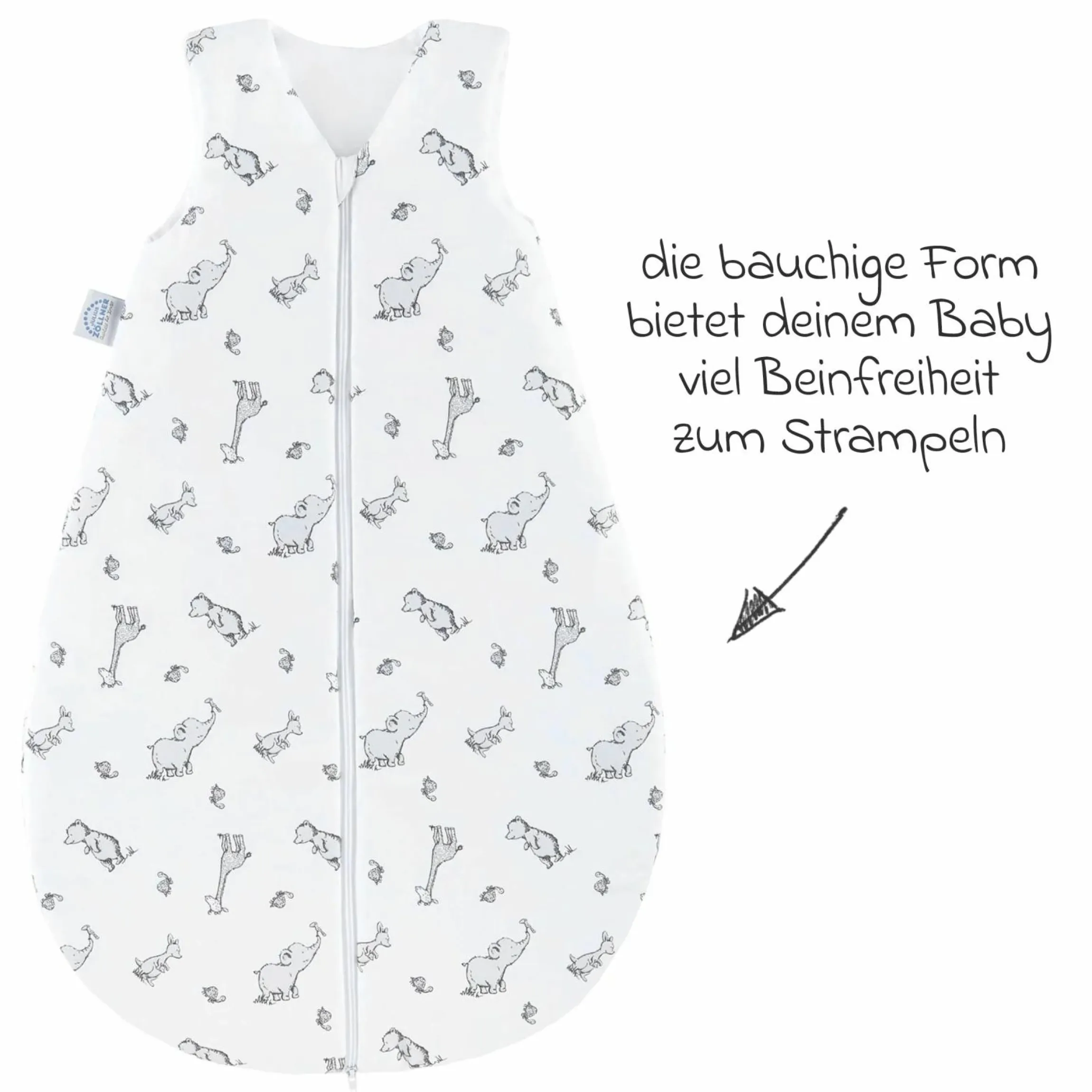 Kuschelschlafsack Safari - Grau - Gr. 70 cm