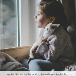 Kuscheltier mit Wärmekissen Gans Klein 47 cm - aus Bio-Baumwolle GOTS mit Traubenkern-Füllung - Weiß