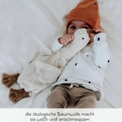 Kuscheltier mit Wärmekissen Gans Klein 47 cm - aus Bio-Baumwolle GOTS mit Traubenkern-Füllung - Weiß