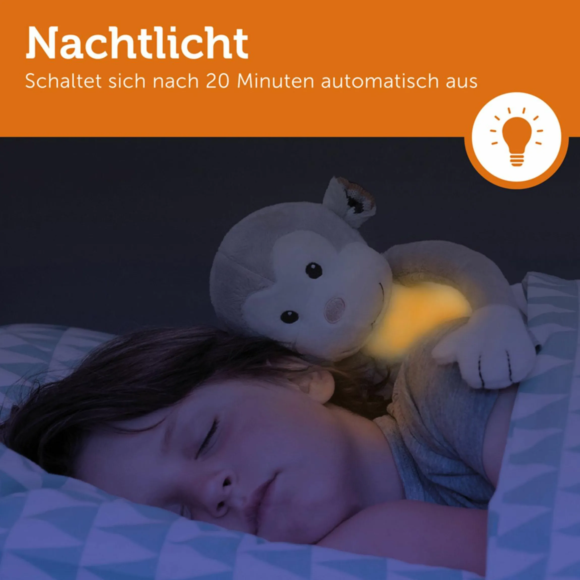 Kuscheltier-Nachtlicht mit Musik - Max der Affe