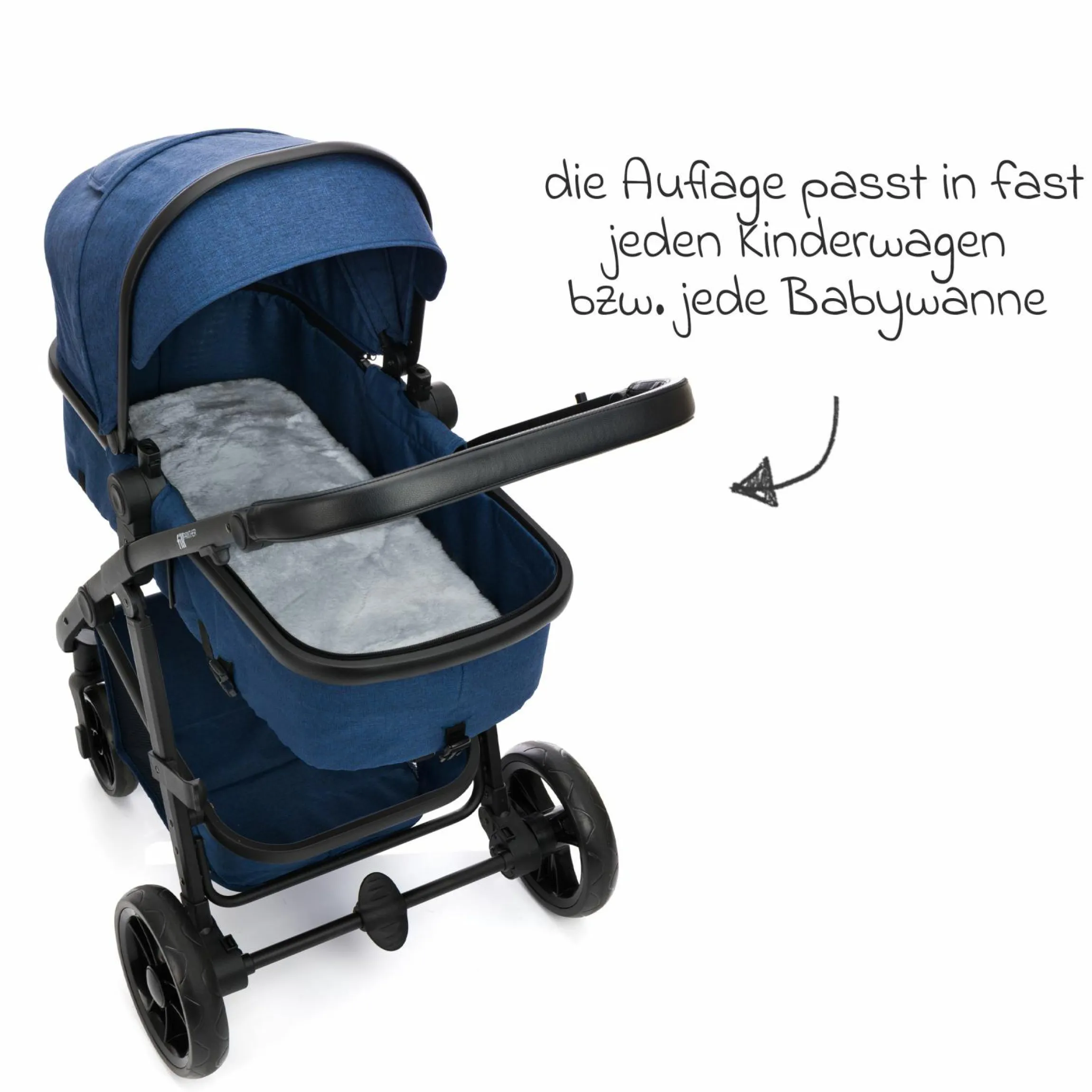 Lammfelleinlage für Babyschalen und Kinderwagen 33,5 x 73 cm - Grau