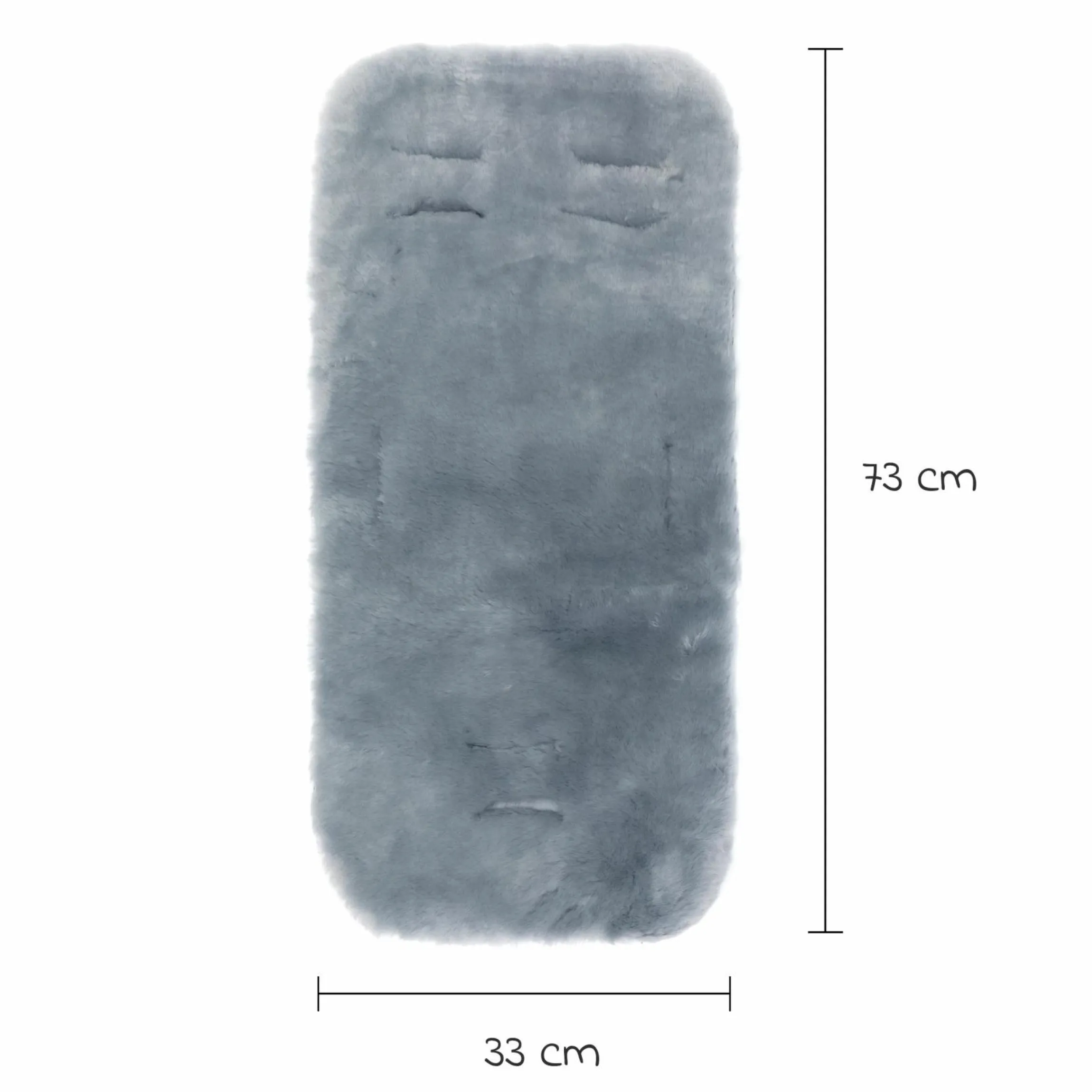 Lammfelleinlage für Babyschalen und Kinderwagen 33,5 x 73 cm - Grau