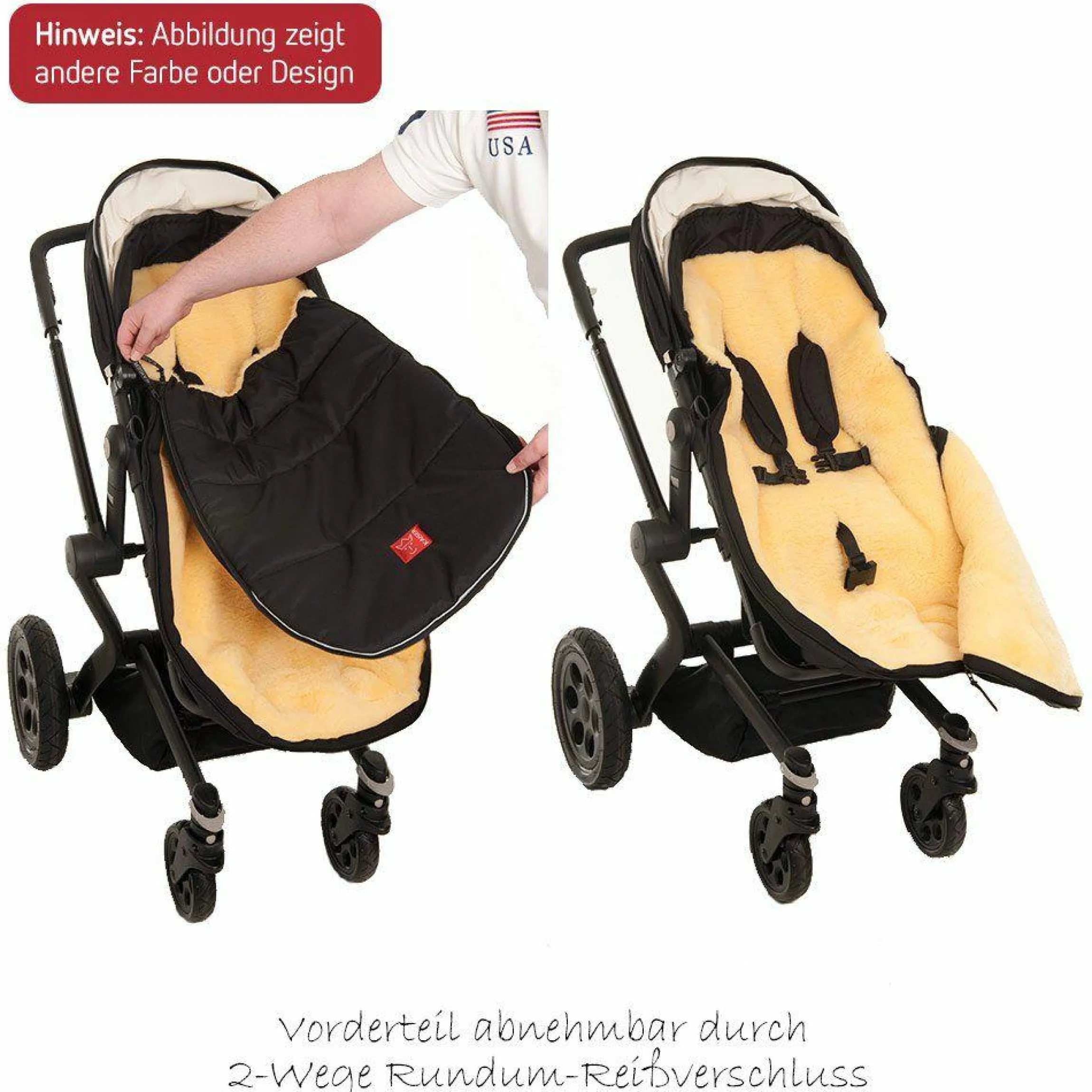 Lammfell-Fußsack Lenny - Schwarz