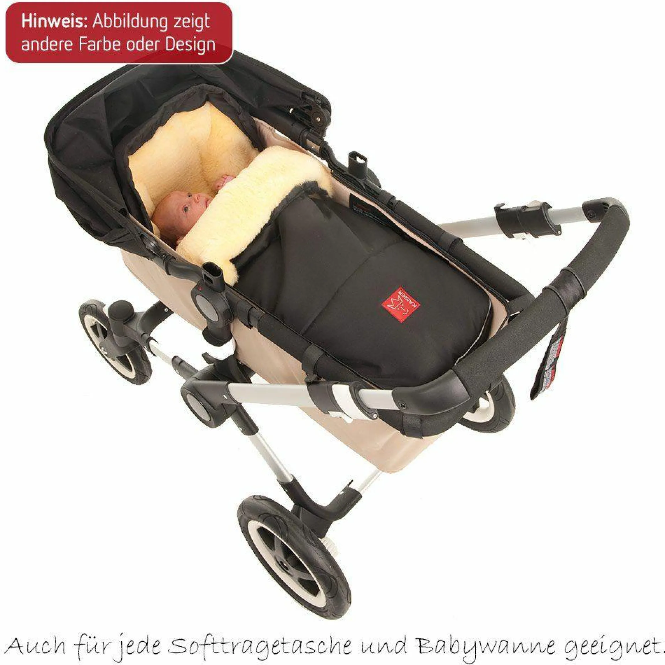 Lammfell-Fußsack Lenny - Schwarz