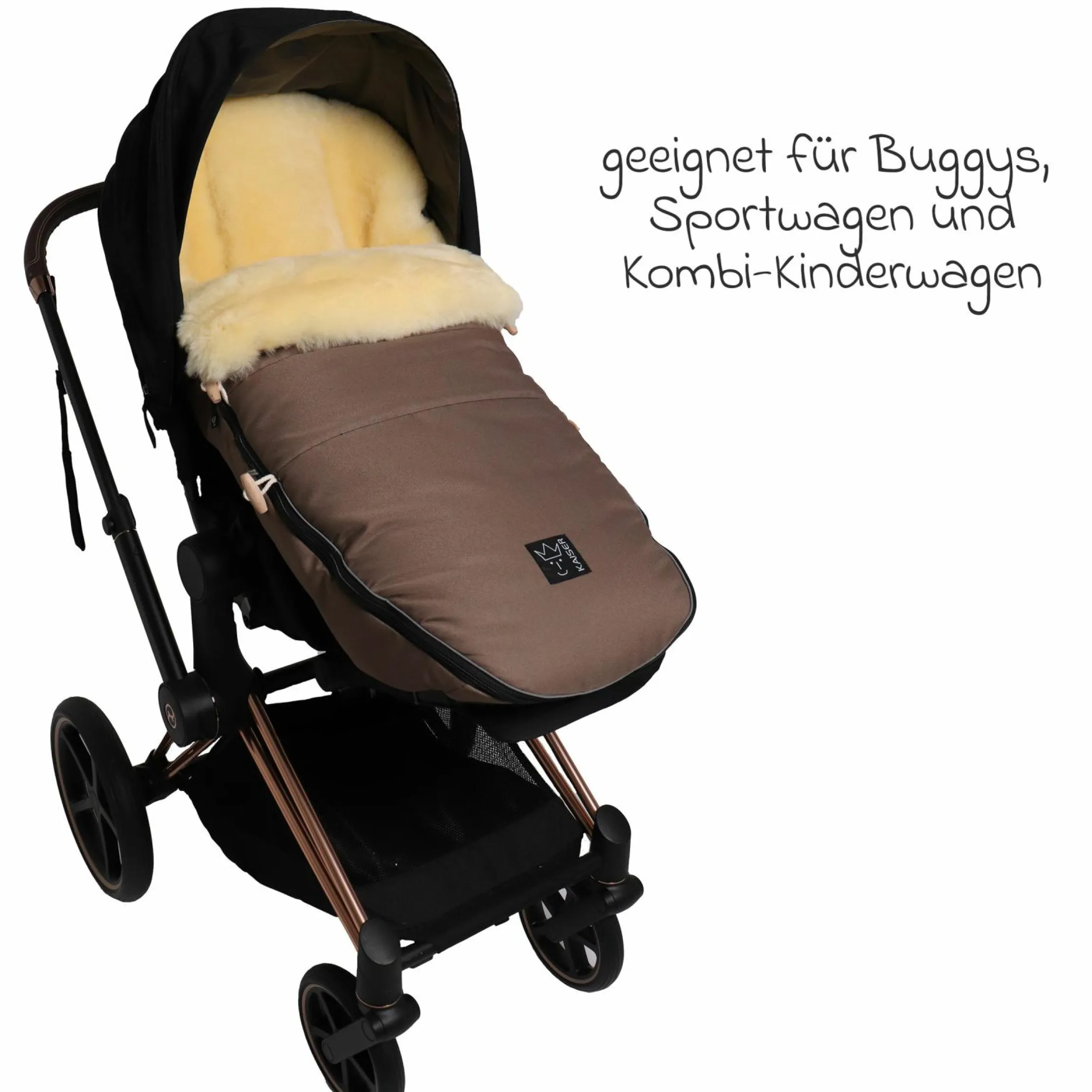Lammfell-Fußsack Love the Nature für Kinderwagen, Buggy & Fahrradanhänger - Caribou
