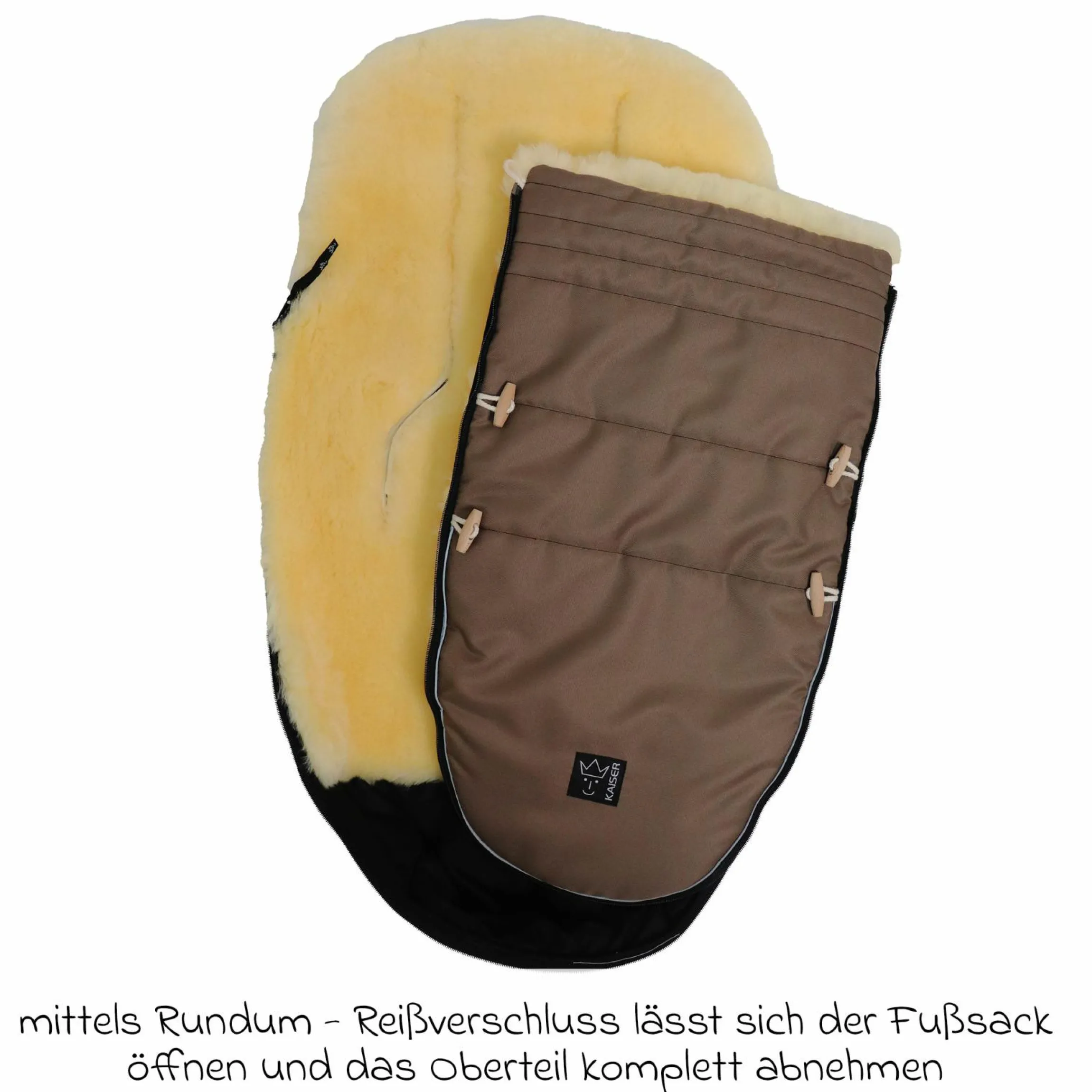 Lammfell-Fußsack Love the Nature für Kinderwagen, Buggy & Fahrradanhänger - Caribou