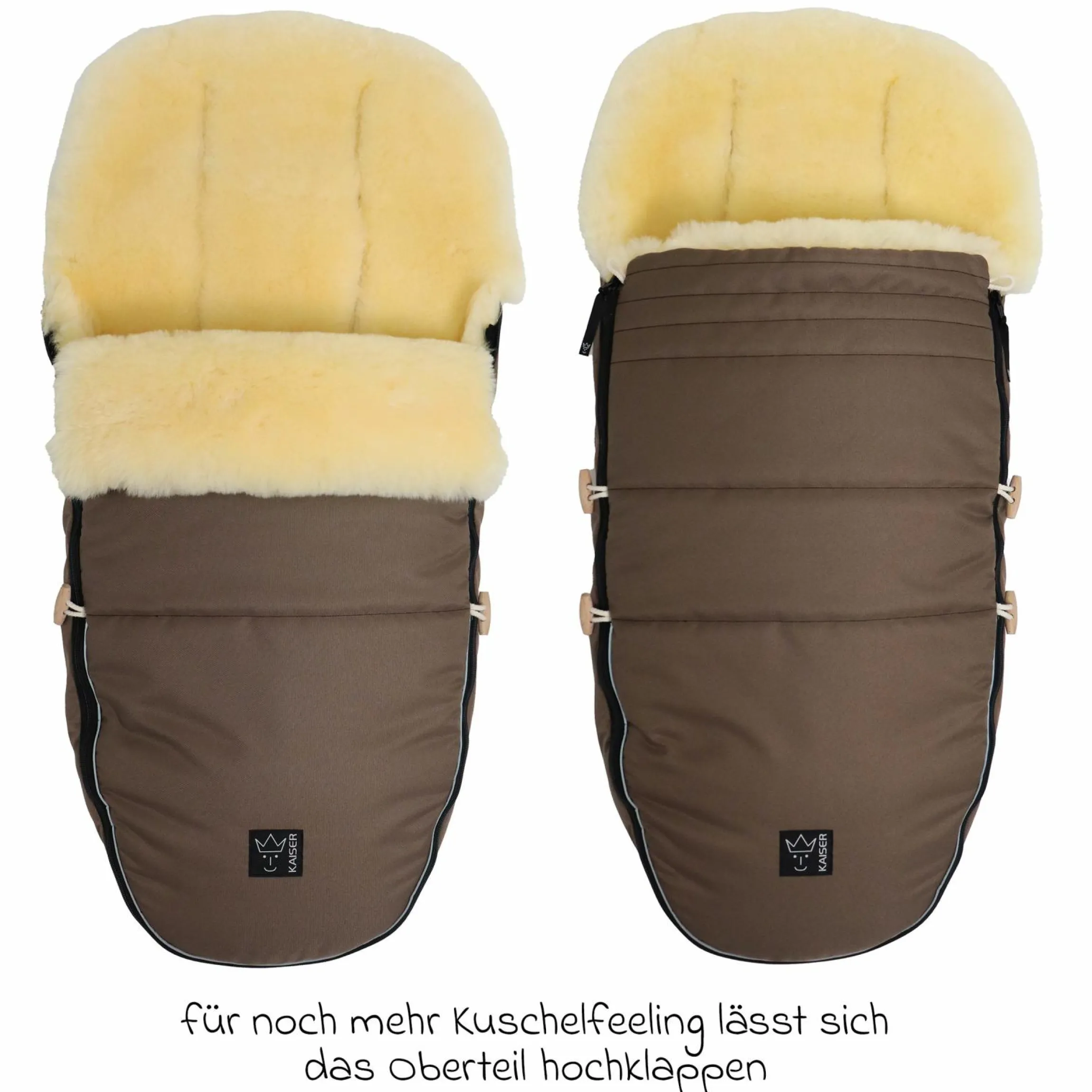 Lammfell-Fußsack Love the Nature für Kinderwagen, Buggy & Fahrradanhänger - Caribou