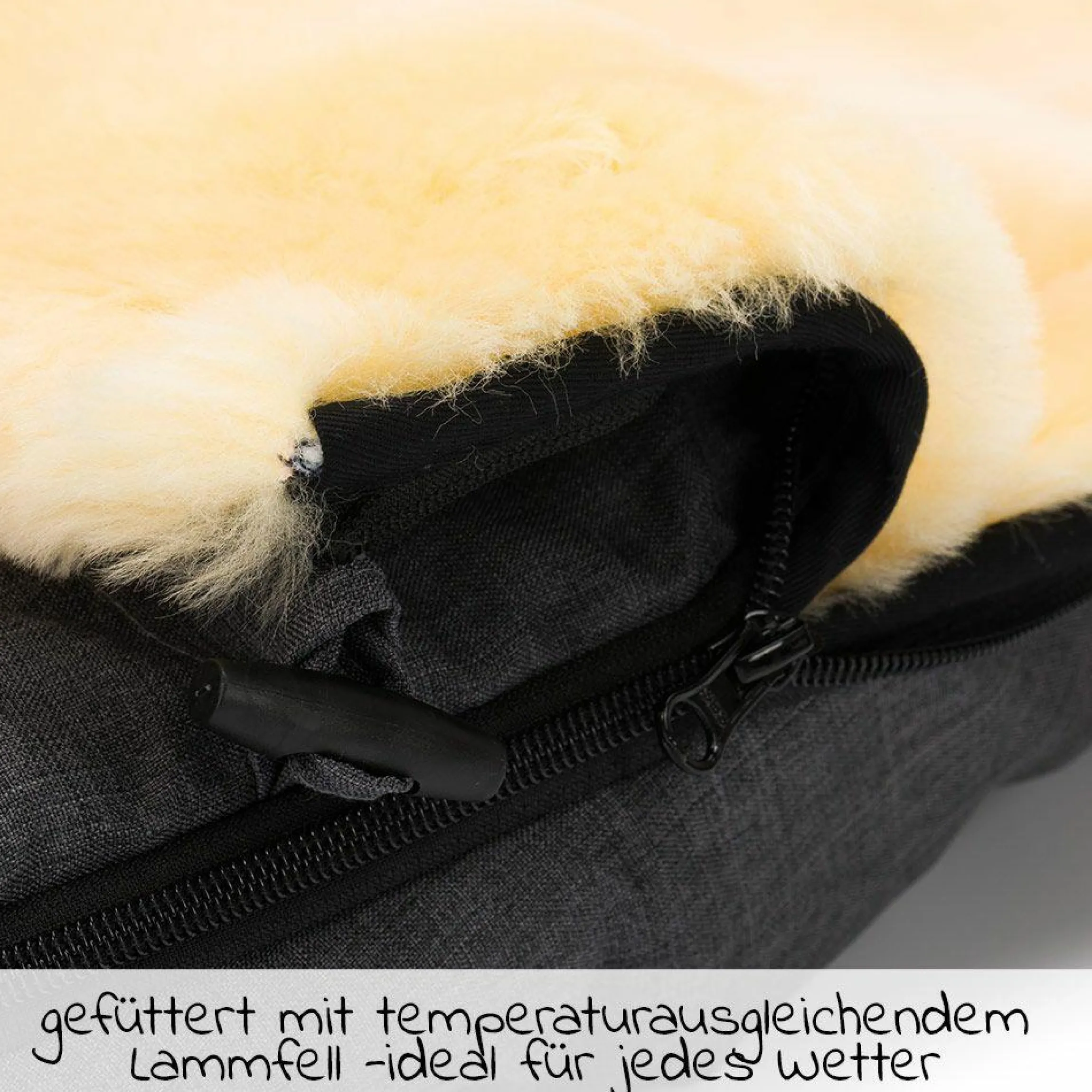 Lammfell-Fußsack Makalu - Melange Dunkelgrau