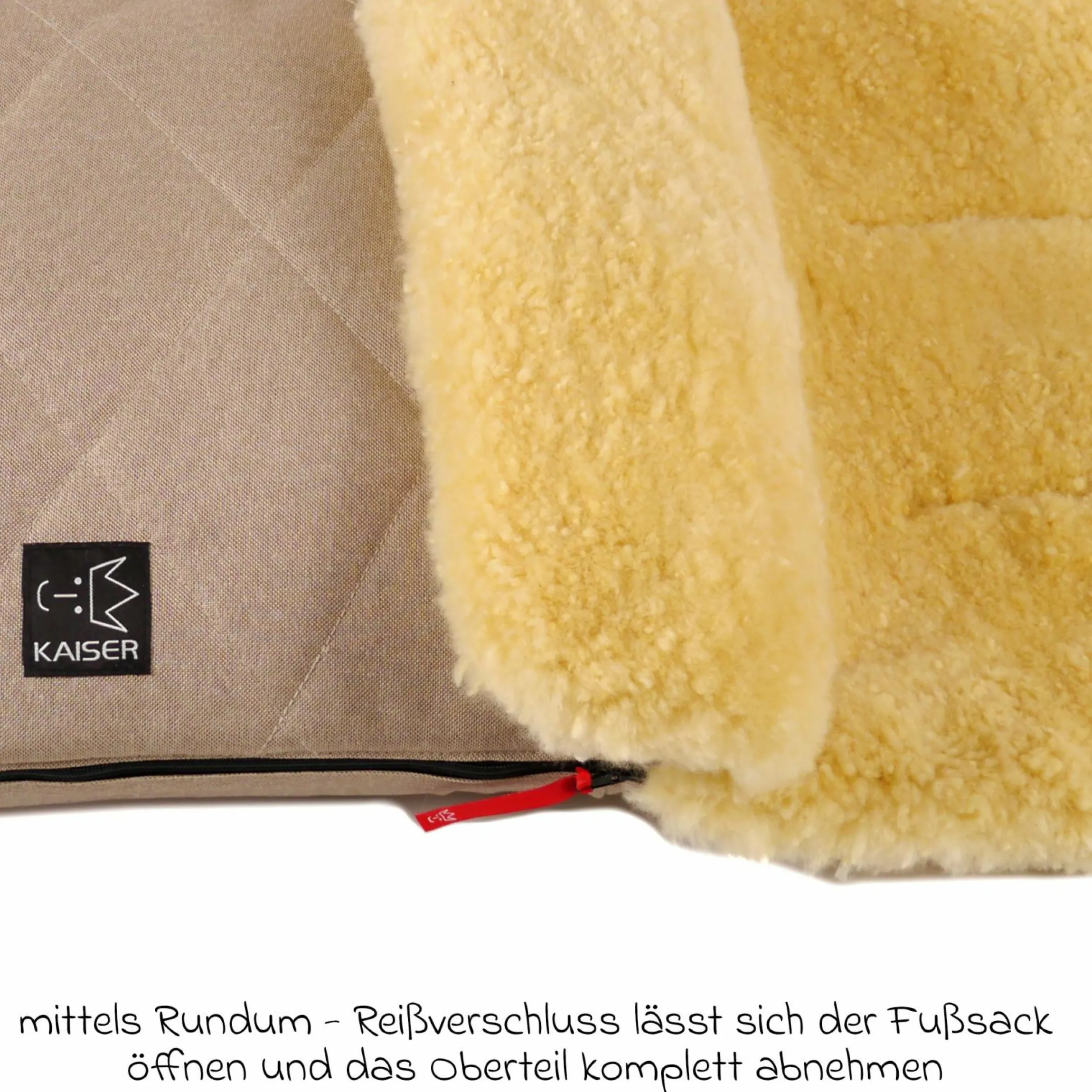 Lammfell-Fußsack Natura für Kinderwagen und Buggy - Sand Melange