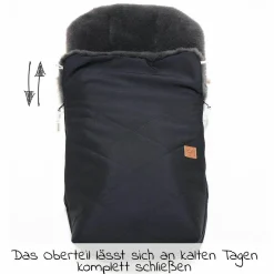Lammfell-Fußsack Natura Graphit - Schwarz