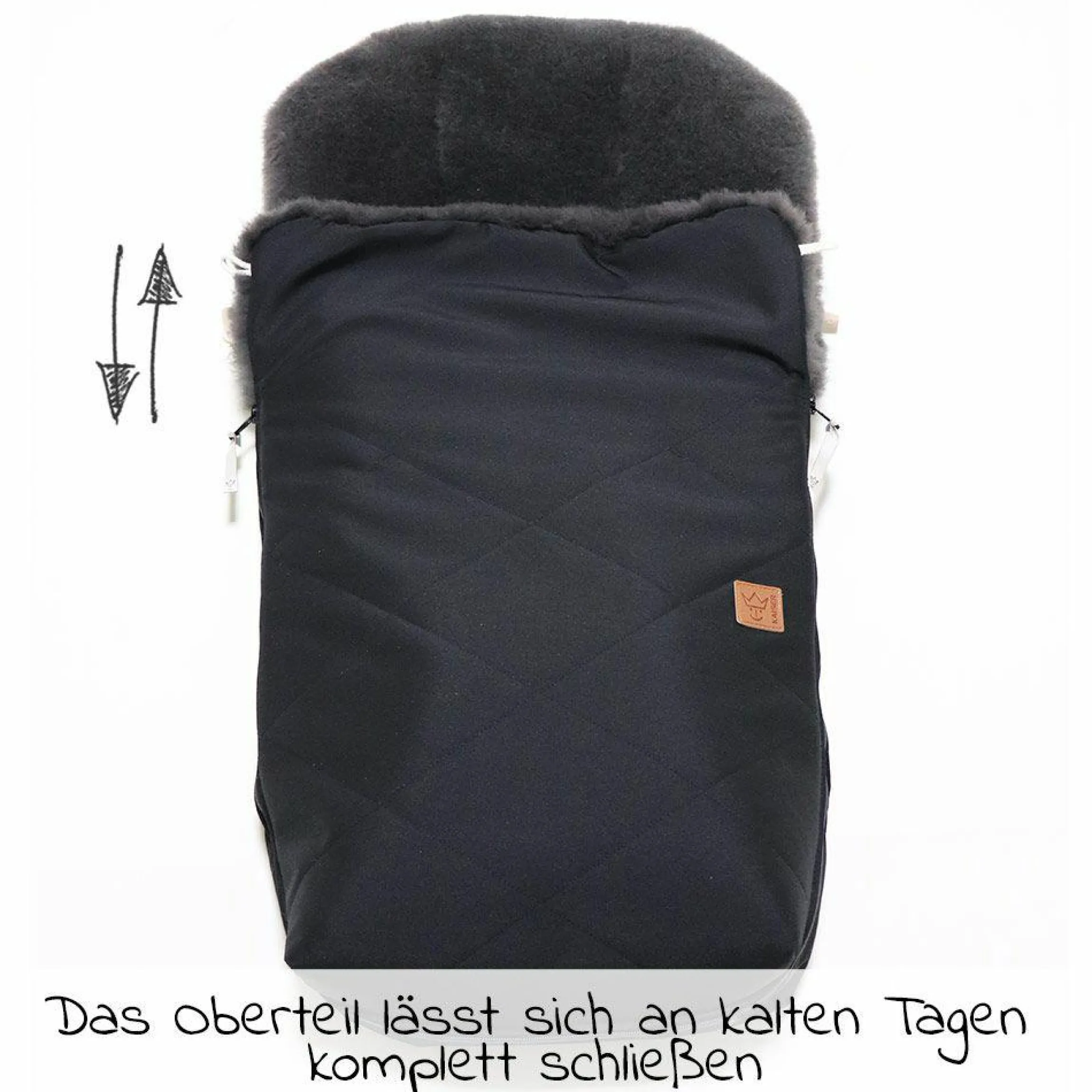 Lammfell-Fußsack Natura Graphit - Schwarz