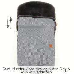 Lammfell-Fußsack Natura Graphit - Anthracite Waffle