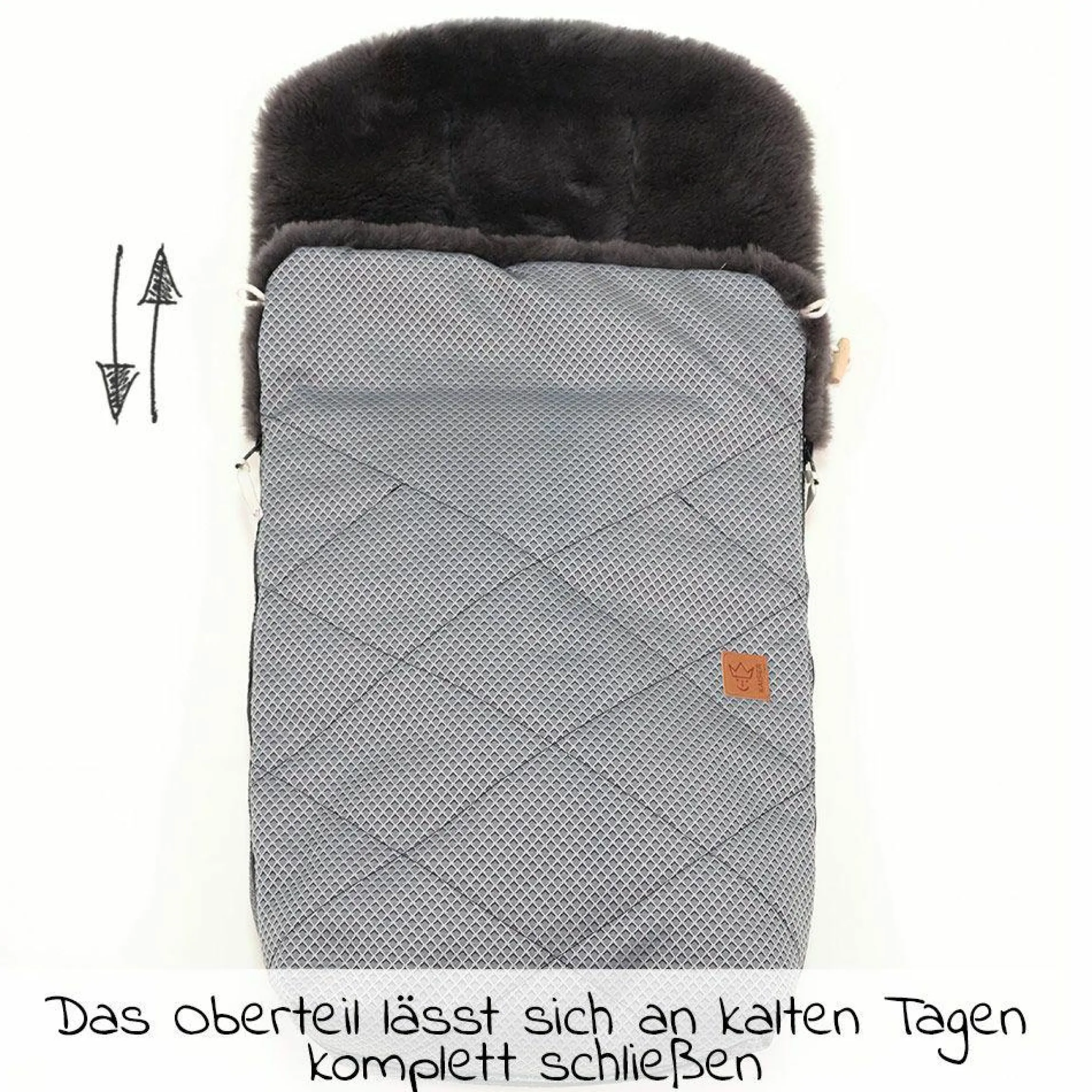 Lammfell-Fußsack Natura Graphit - Anthracite Waffle