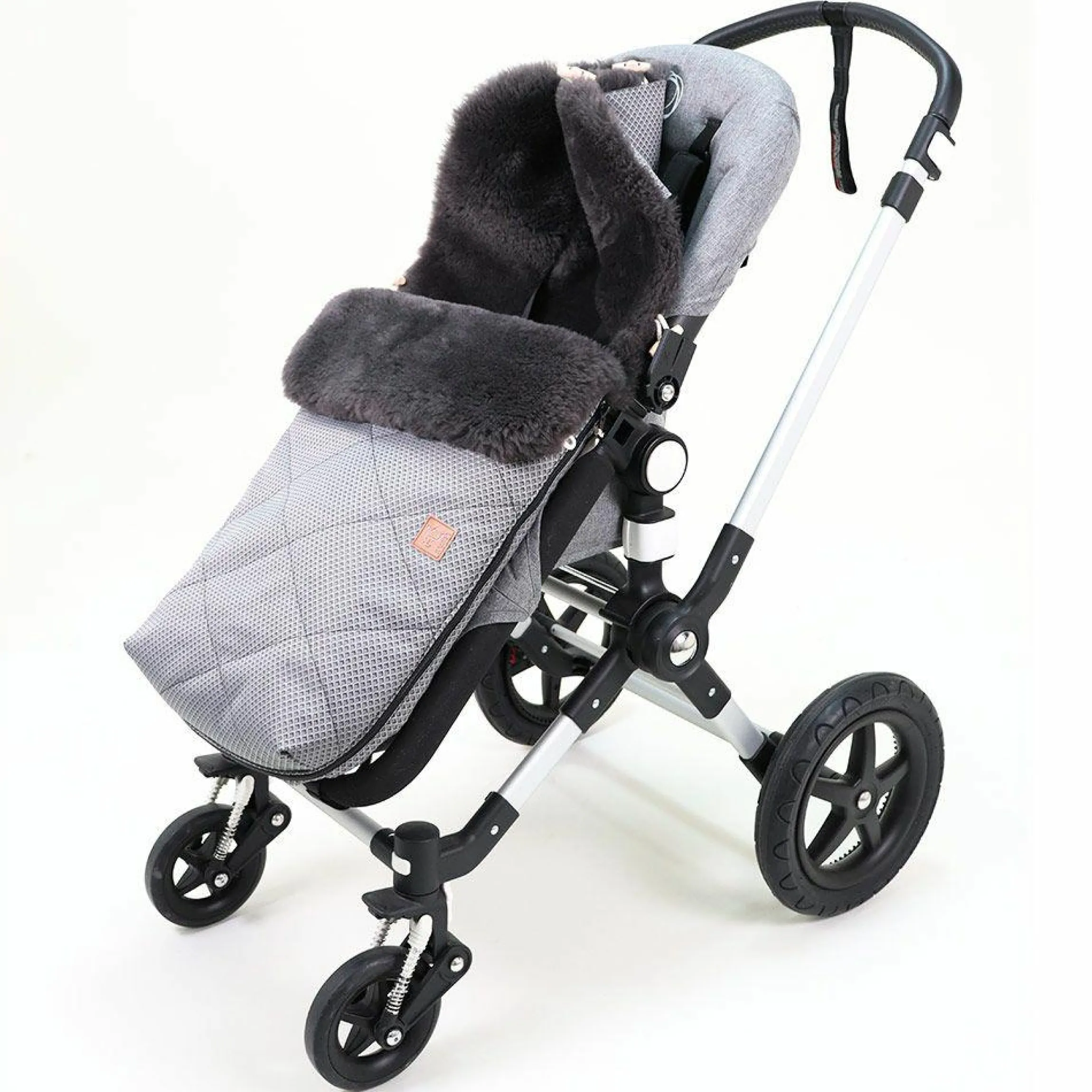 Lammfell-Fußsack Natura Graphit - Anthracite Waffle