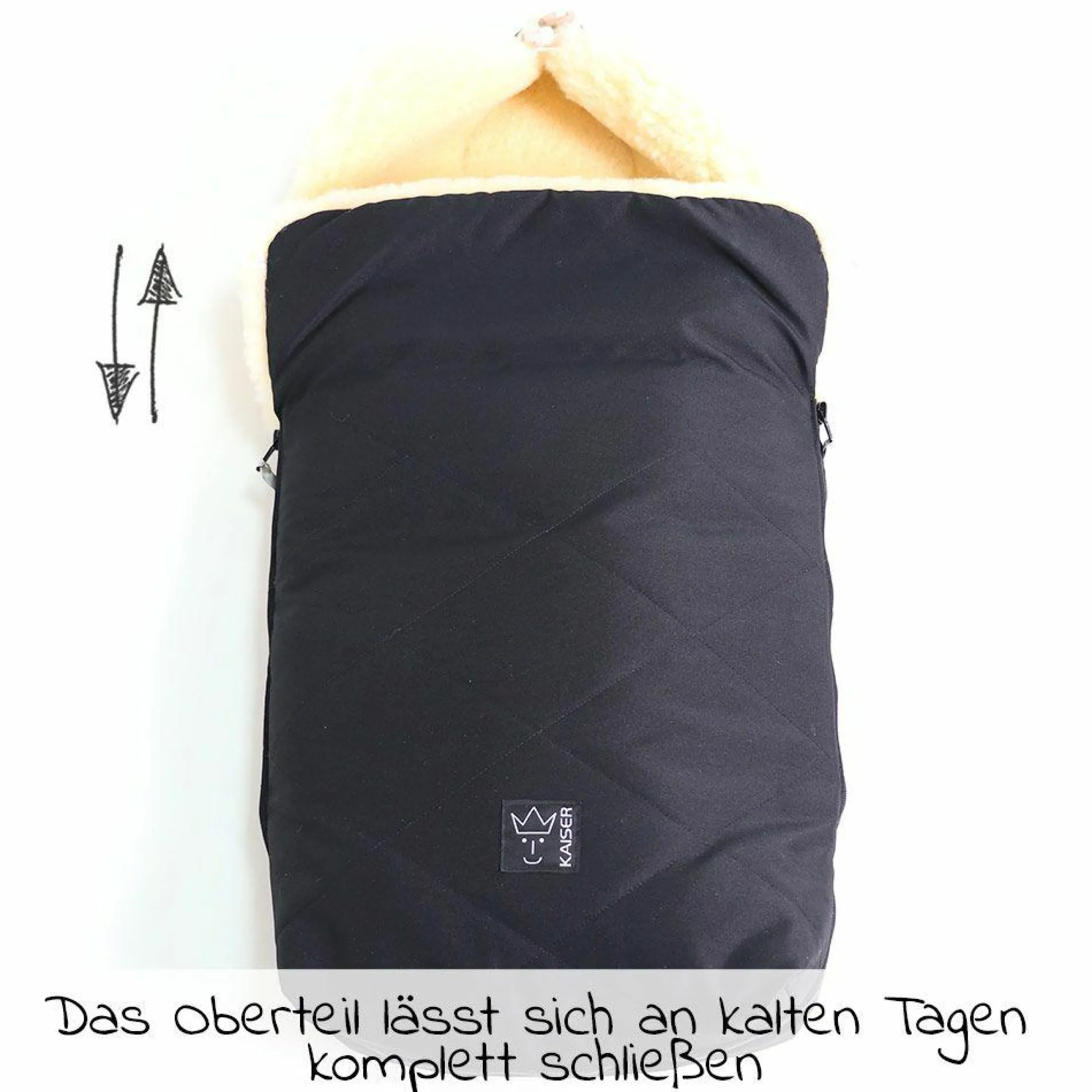 Lammfell-Fußsack Natura II für Joie-Kinderwagen - Schwarz