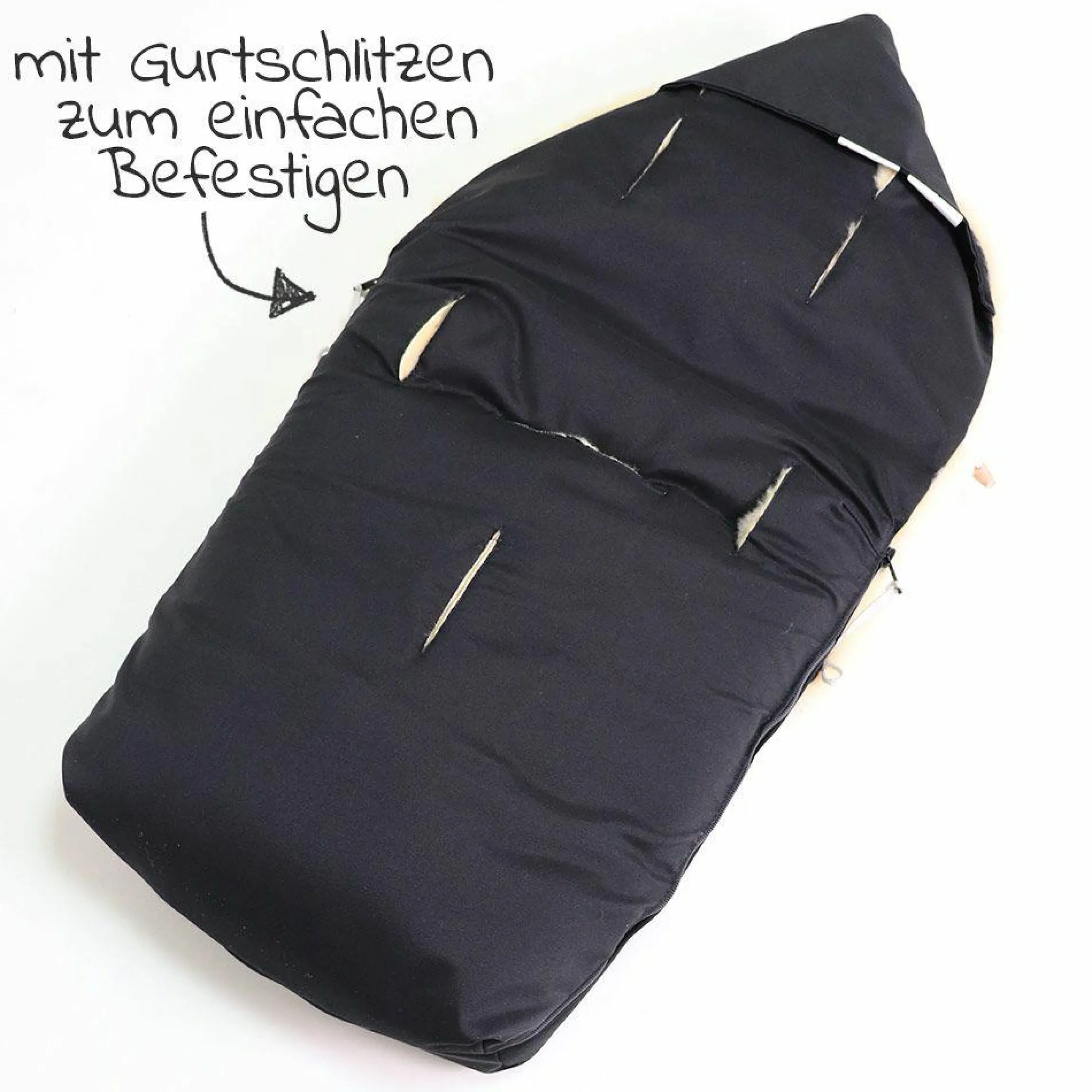 Lammfell-Fußsack Natura II für Joie-Kinderwagen - Schwarz