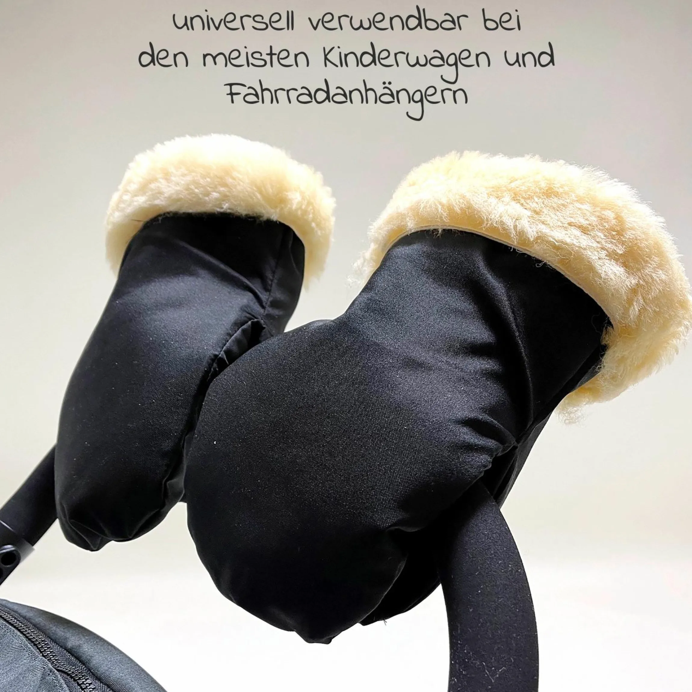 Lammfell-Handschuhe Stroller Mitt - Schwarz