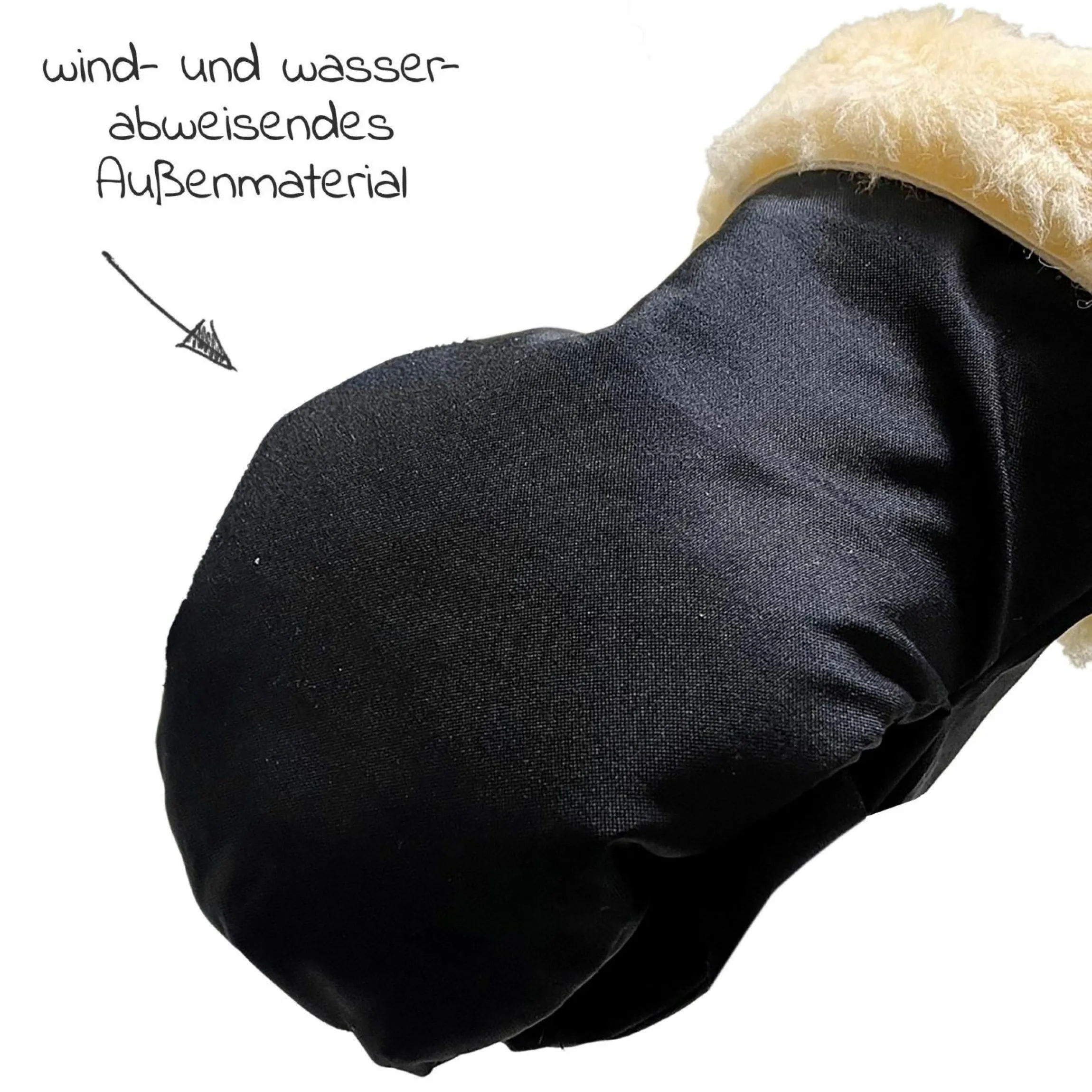Lammfell-Handschuhe Stroller Mitt - Schwarz