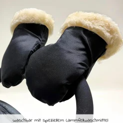 Lammfell-Handschuhe Stroller Mitt - Schwarz