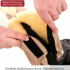 Lammfell-Handwärmer Big Double - Schwarz