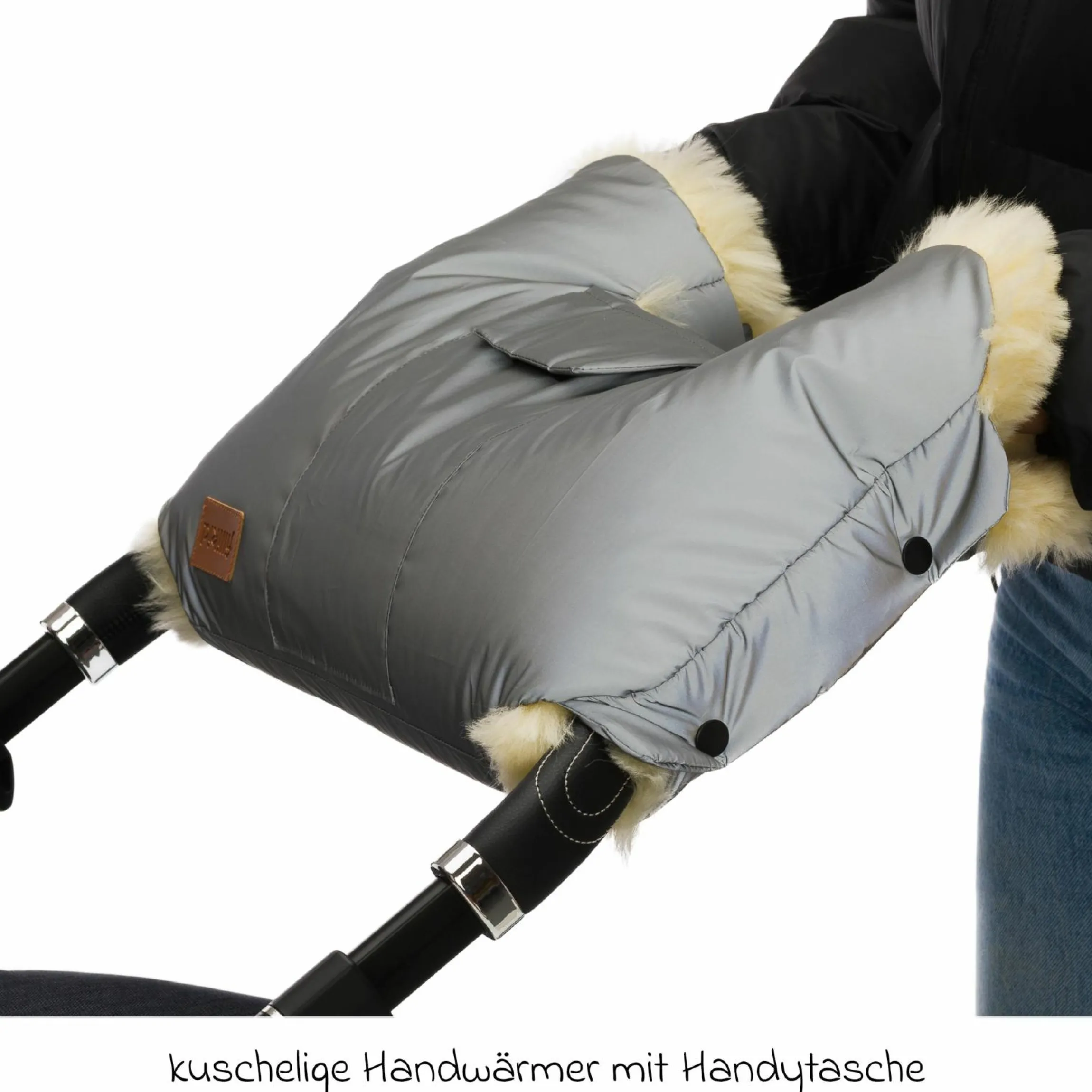 Lammfell-Handwärmer Nyby Reflect mit reflektierendem Außenmaterial - Silber