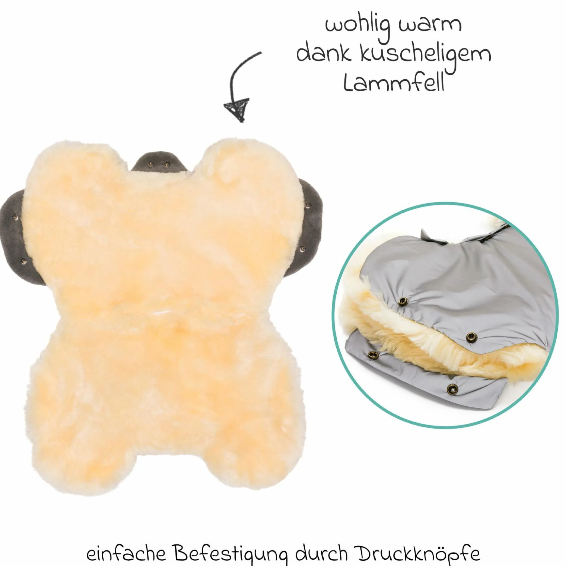 Lammfell-Handwärmer Nyby Reflect mit reflektierendem Außenmaterial - Silber