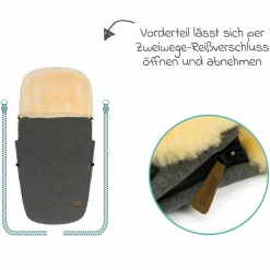 Lammwoll-Fußsack Bernina Wool für Buggy, Sport- und Kinderwagen - Grau