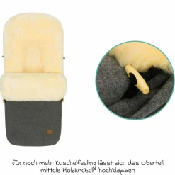 Lammwoll-Fußsack Bernina Wool für Buggy, Sport- und Kinderwagen - Grau