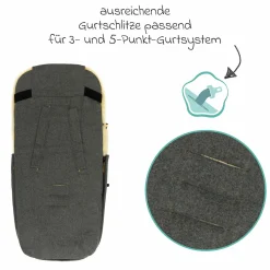 Lammwoll-Fußsack Bernina Wool für Buggy, Sport- und Kinderwagen - Grau