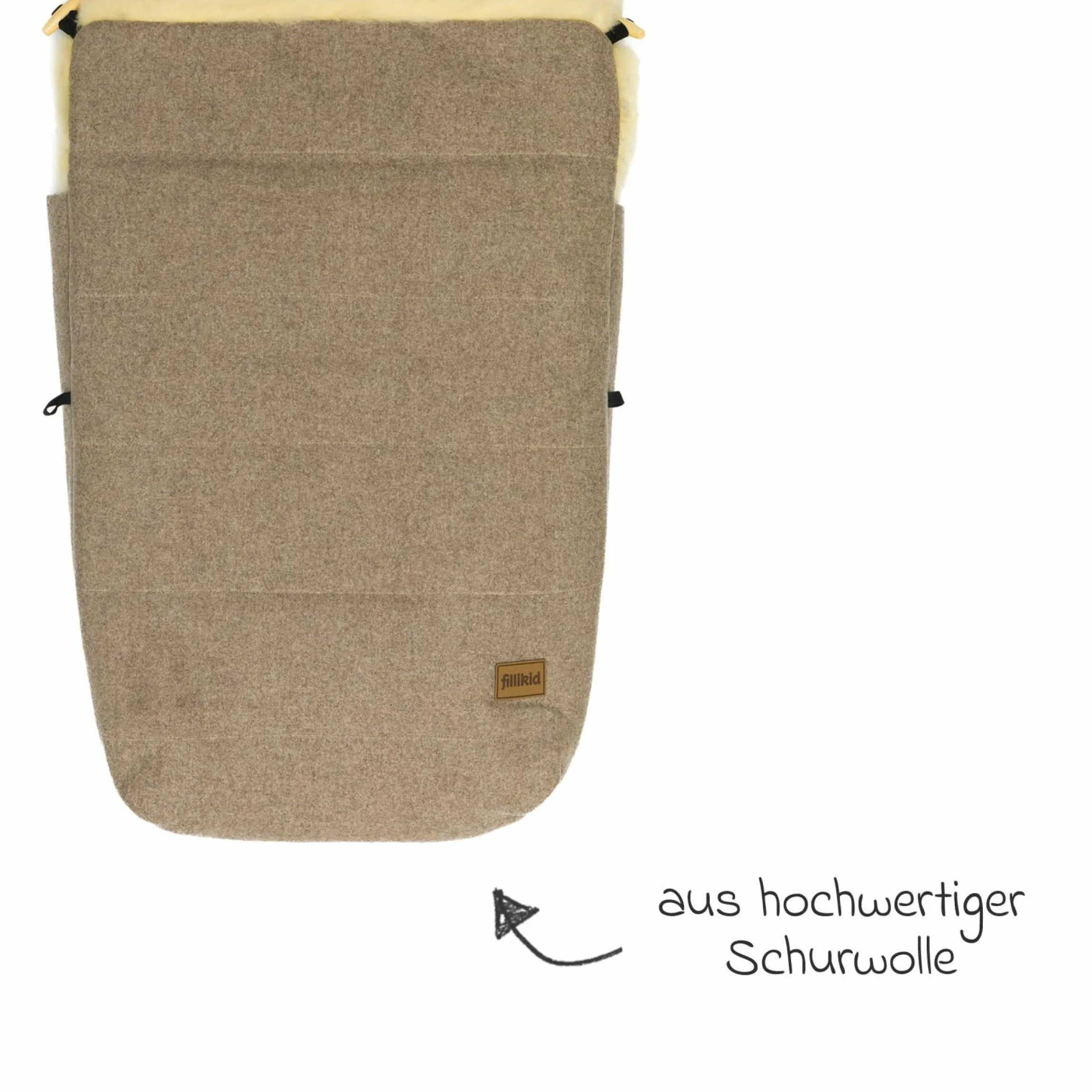 Lammwoll-Fußsack Makalu Wool für Buggy, Sport- und Kinderwagen - Braun