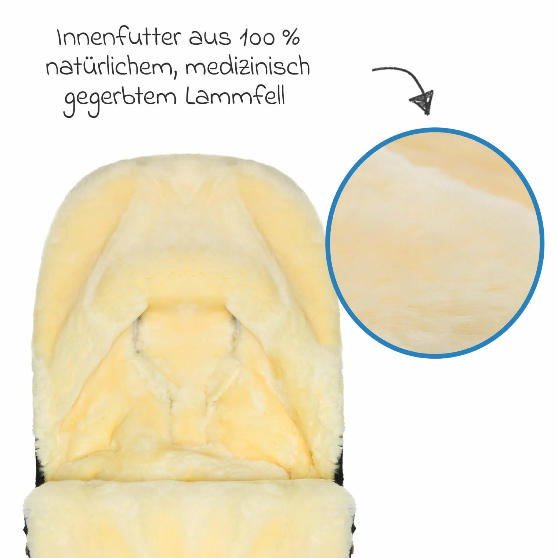 Lammwoll-Fußsack Makalu Wool für Buggy, Sport- und Kinderwagen - Braun