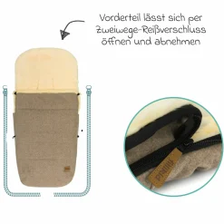 Lammwoll-Fußsack Makalu Wool für Buggy, Sport- und Kinderwagen - Braun