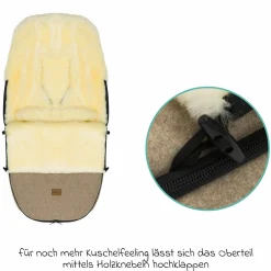 Lammwoll-Fußsack Makalu Wool für Buggy, Sport- und Kinderwagen - Braun